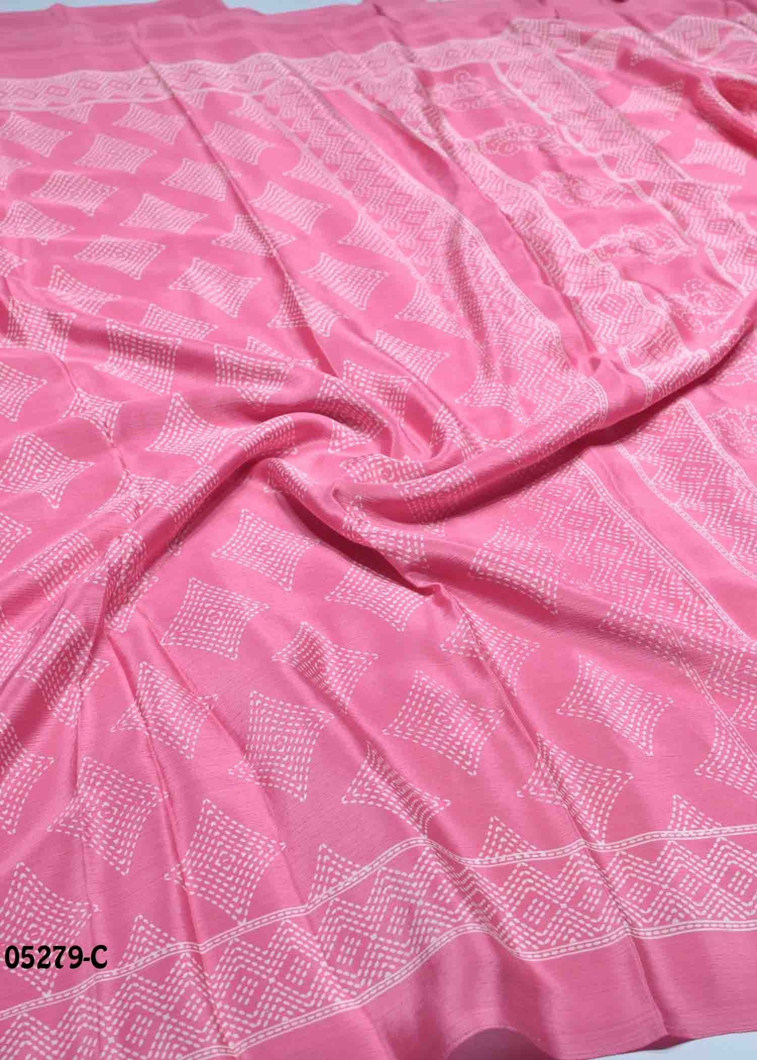 Nivitha - 05279-C Pink Color Uniform Crepe Saree CM1391807 (RR5E)