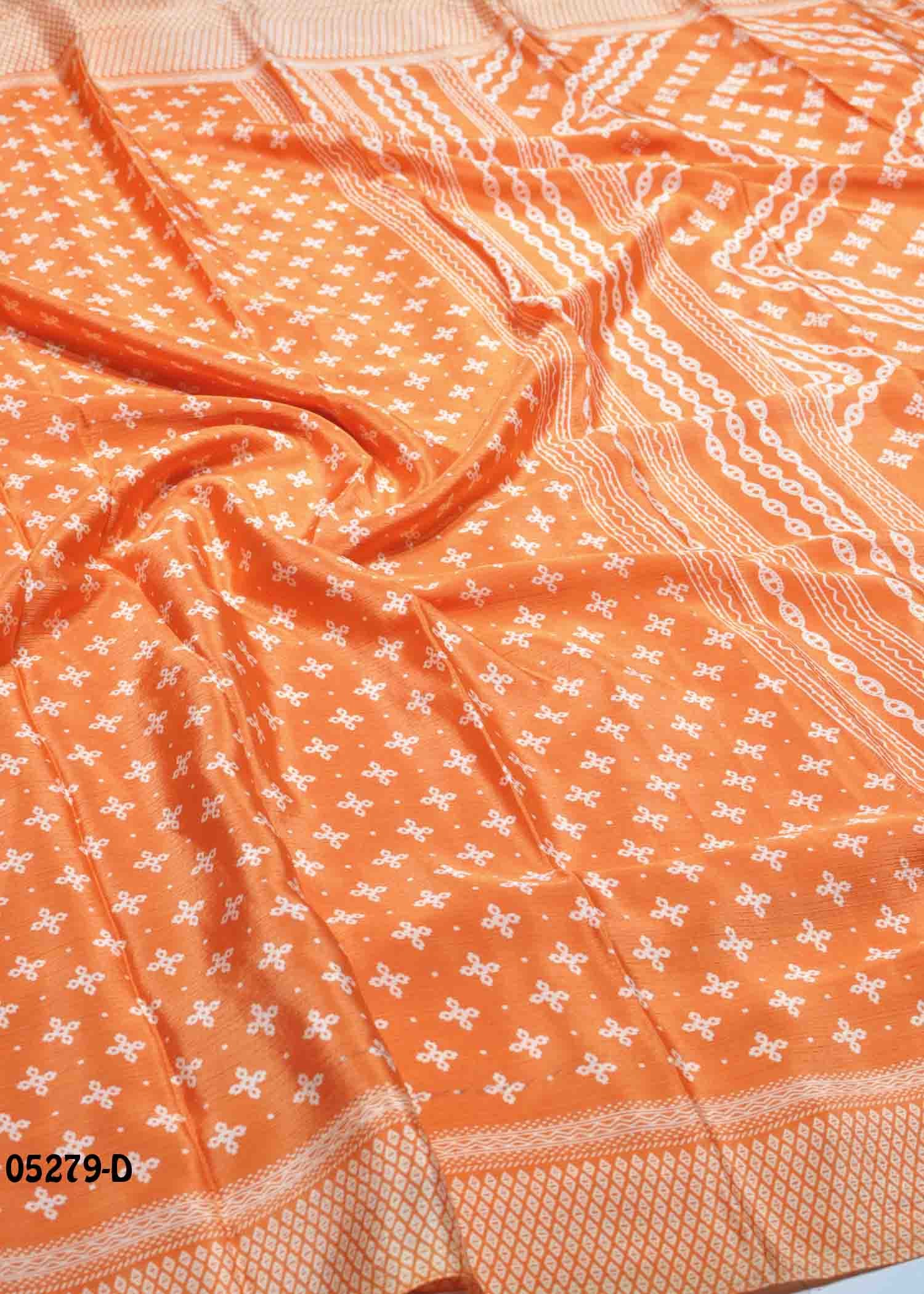 Nivitha - 05279-D Orange Color Uniform Crepe Saree CM1396384 (RR5E)