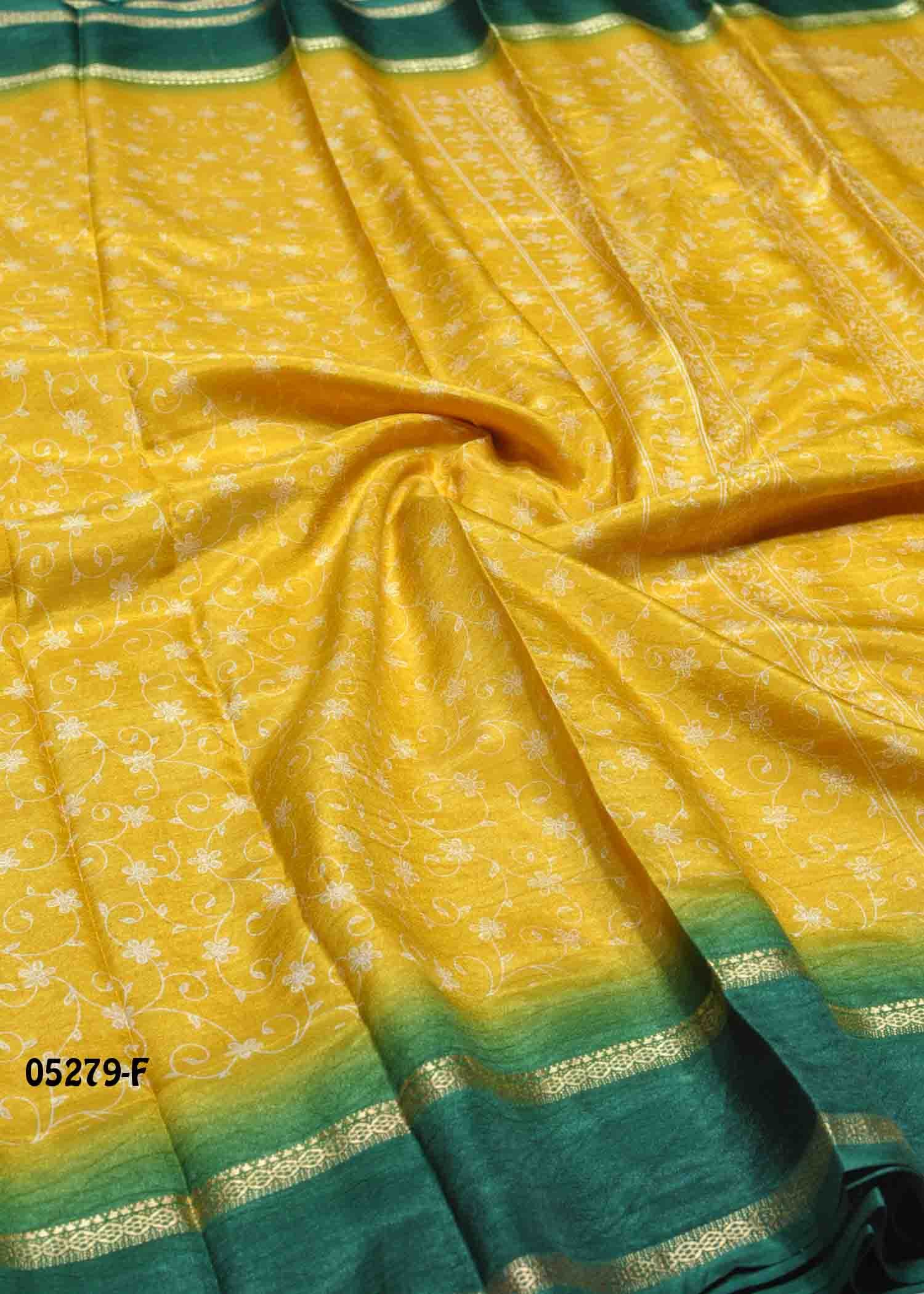 Nivitha - 05279-F Yellow Color Uniform Crepe Saree CM1347643 (RR5E)