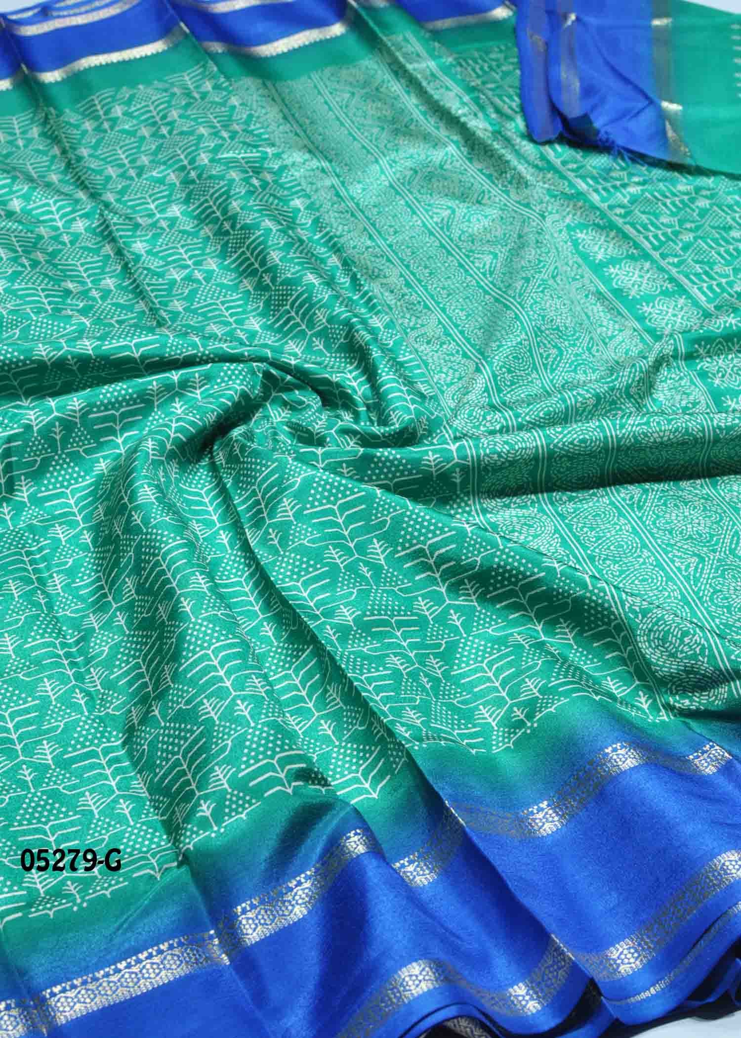 Nivitha - 05279-G Green Color Uniform Crepe Saree CM1353413 (RR5E)
