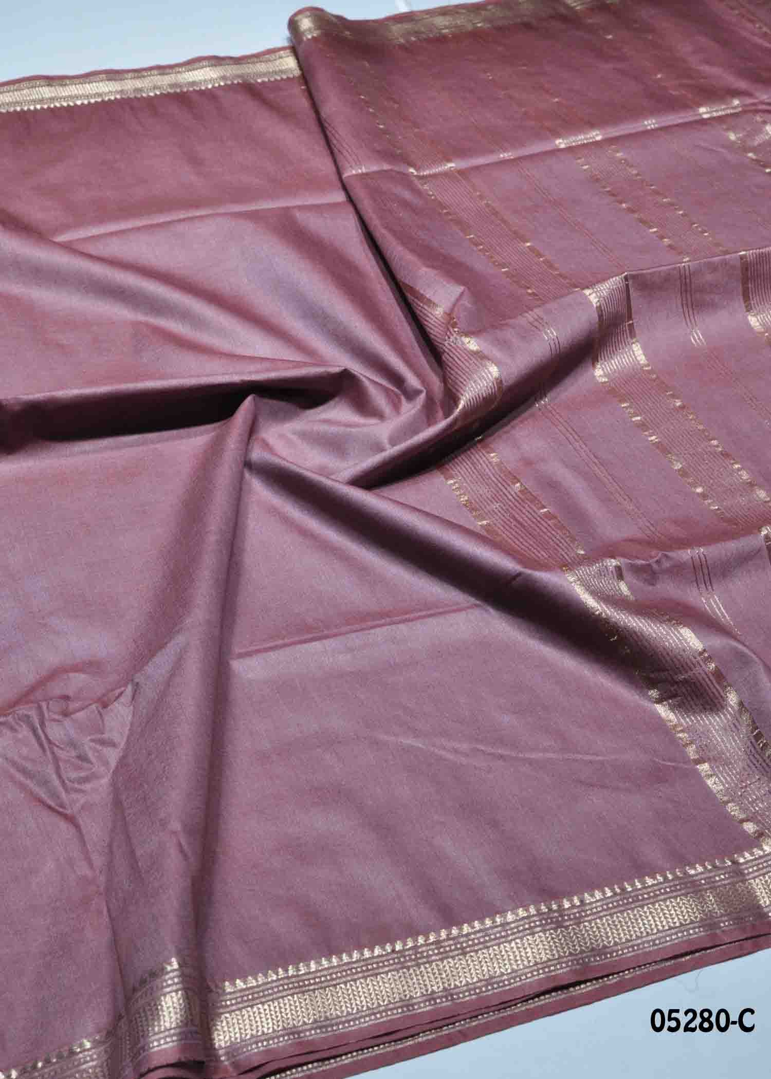 Yagapriya - 05280-C Rosewood Color Trendy Linen Cotton Saree CM1395270 (RR5E)
