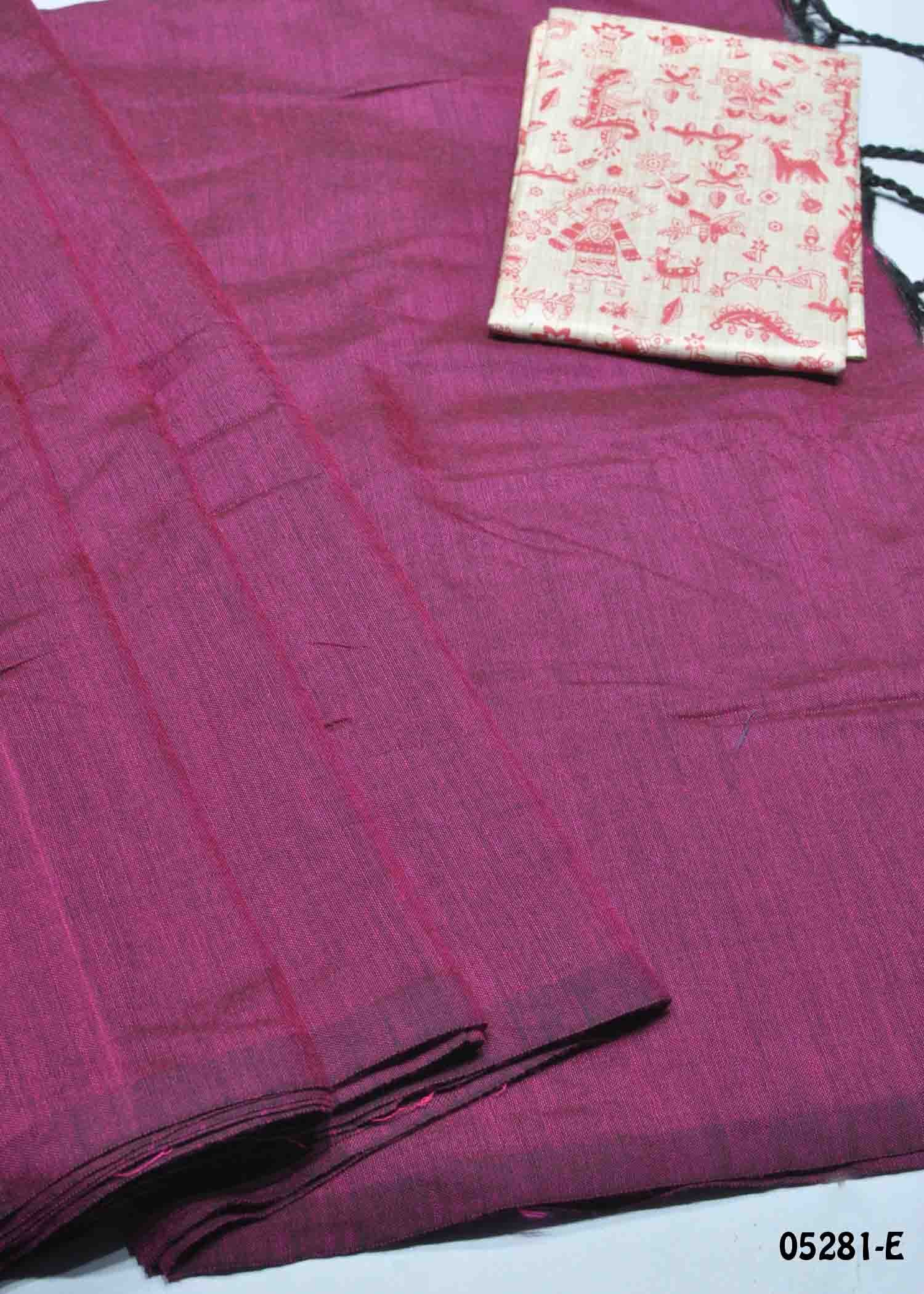 Sakshi - 05281-E DarkPink Color Trendy Handloom Cotton Saree CM1396407 (RR4E)