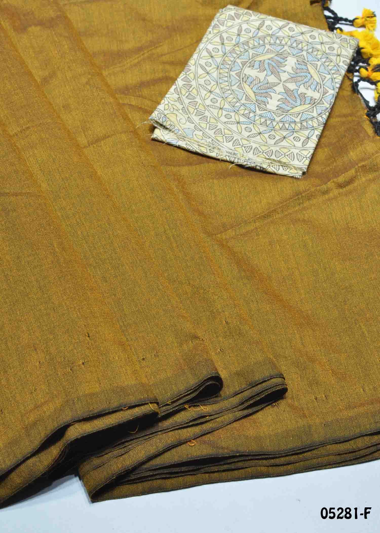 Sakshi - 05281-F Mustard Color Trendy Handloom Cotton Saree CM1396407 (RR4E)