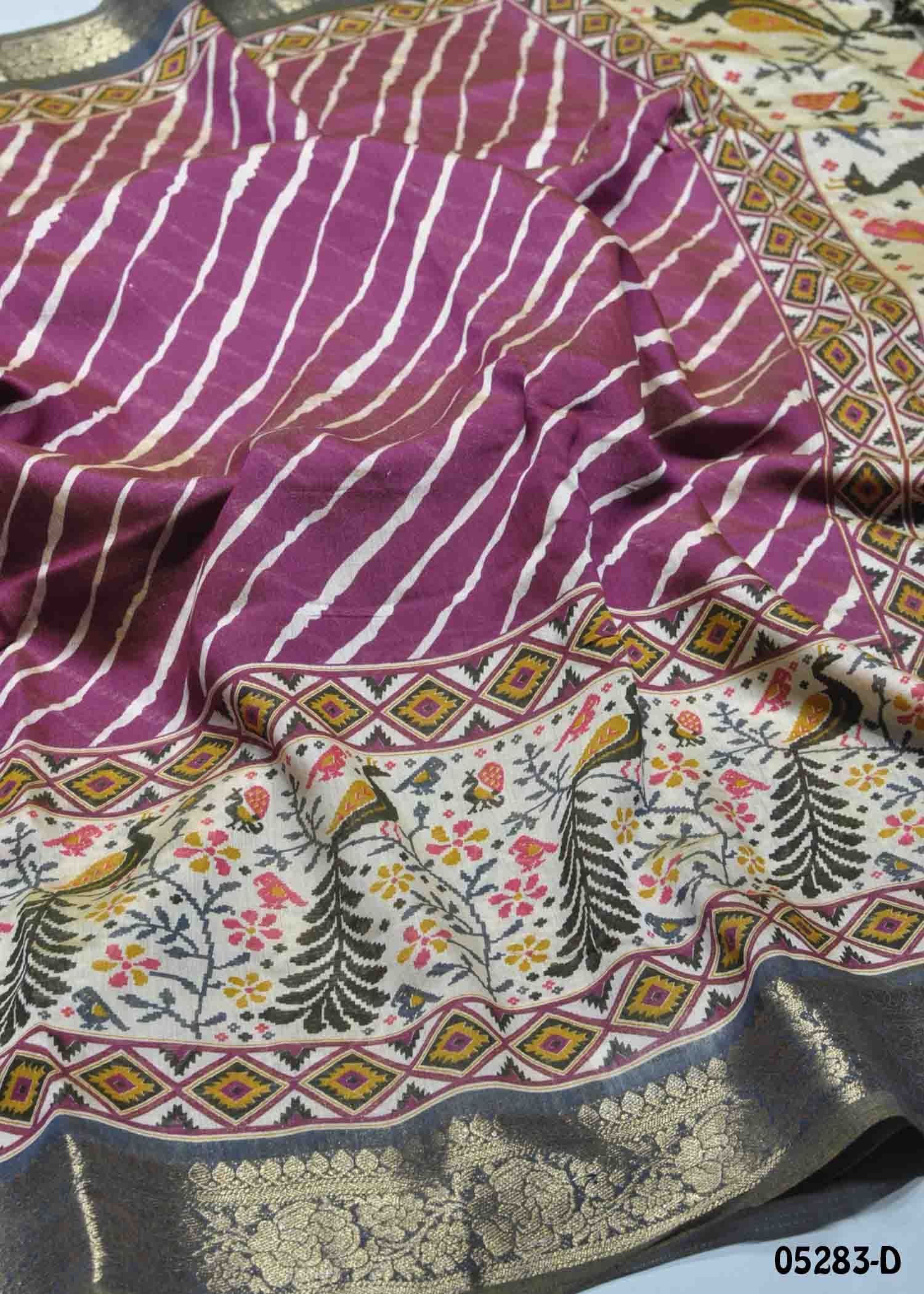Charumathi - 05283-D Purple Color Trendy Fancy Cotton Saree CM1408069 (RR3B)