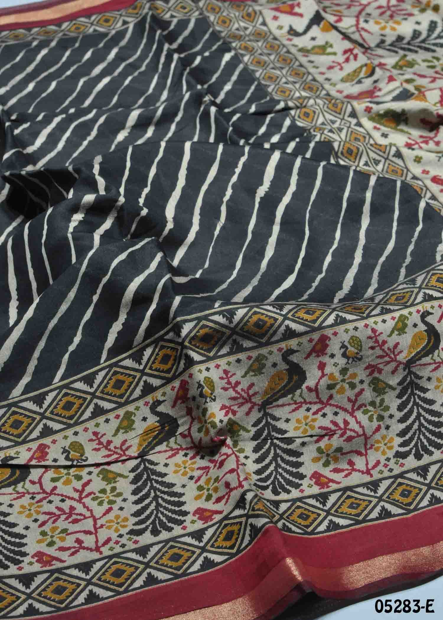 Charumathi - 05283-E Black Color Trendy Fancy Cotton Saree CM1408069 (RR3B)