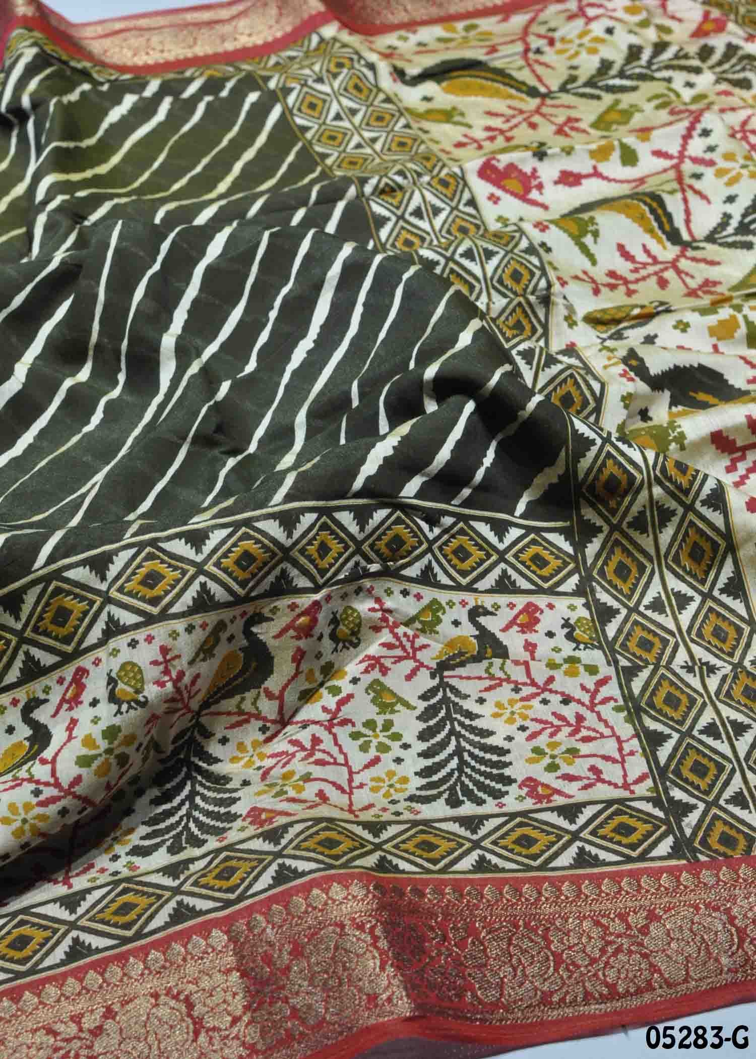 Charumathi - 05283-G ArmyGreen Color Trendy Fancy Cotton Saree CM1408069 (RR3B)