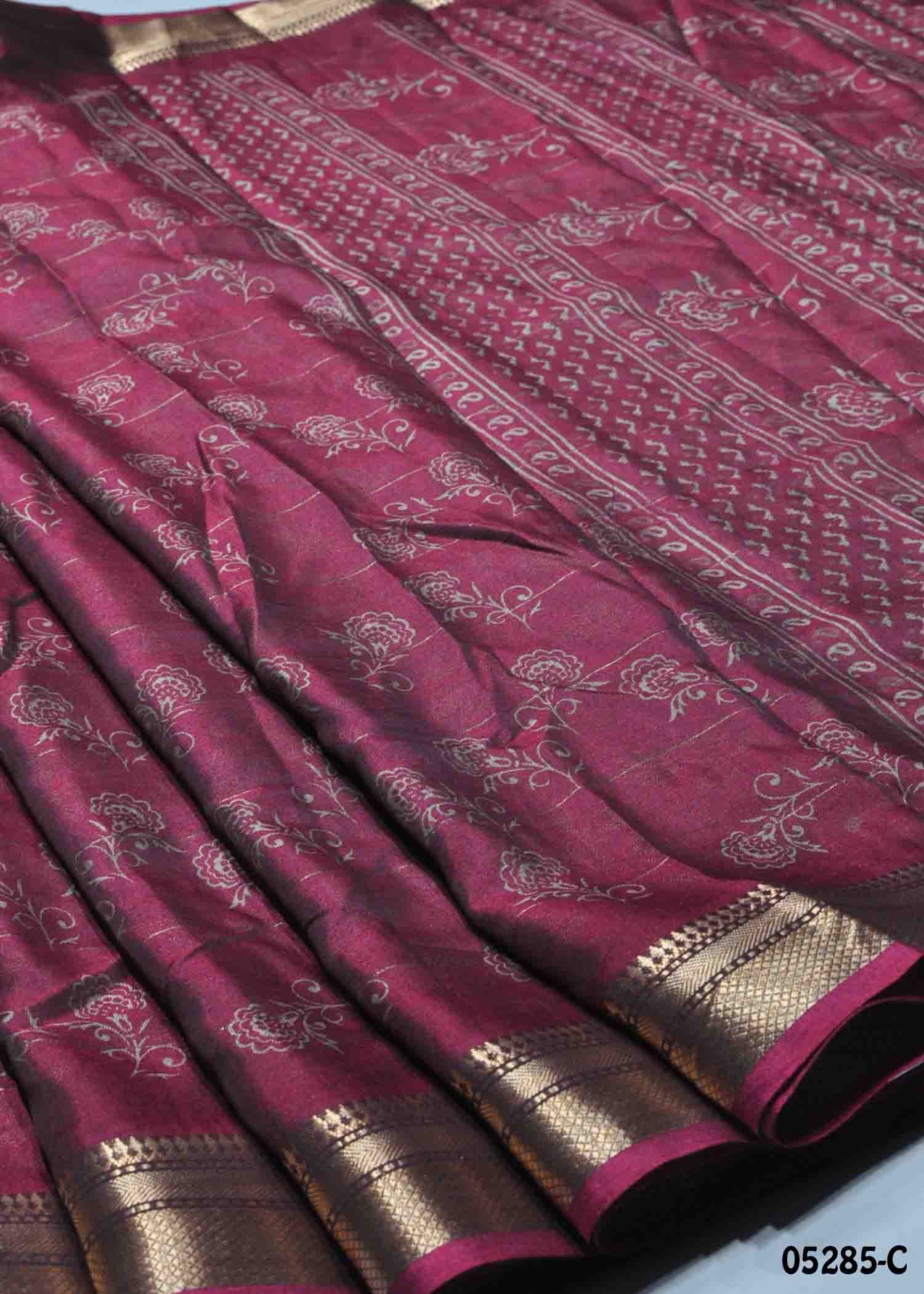 Yakshitha - 05285-C DarkPink Color Trendy Fancy Cotton Saree CM1398796 (RR2C)