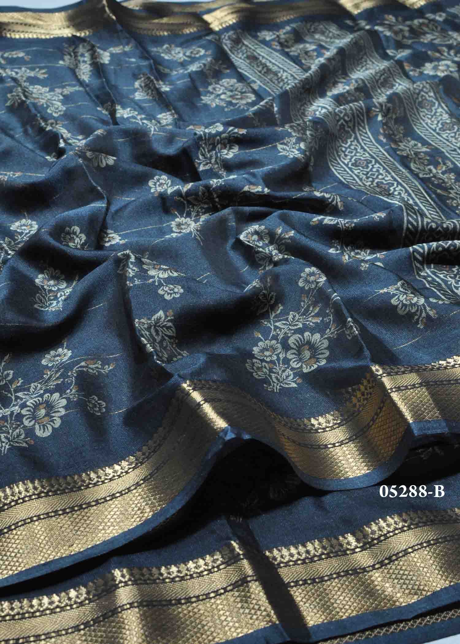 Iniya - 05288-B DarkPeacockBlue Color Trendy Fancy Cotton Saree CM1398796 (RR2C)