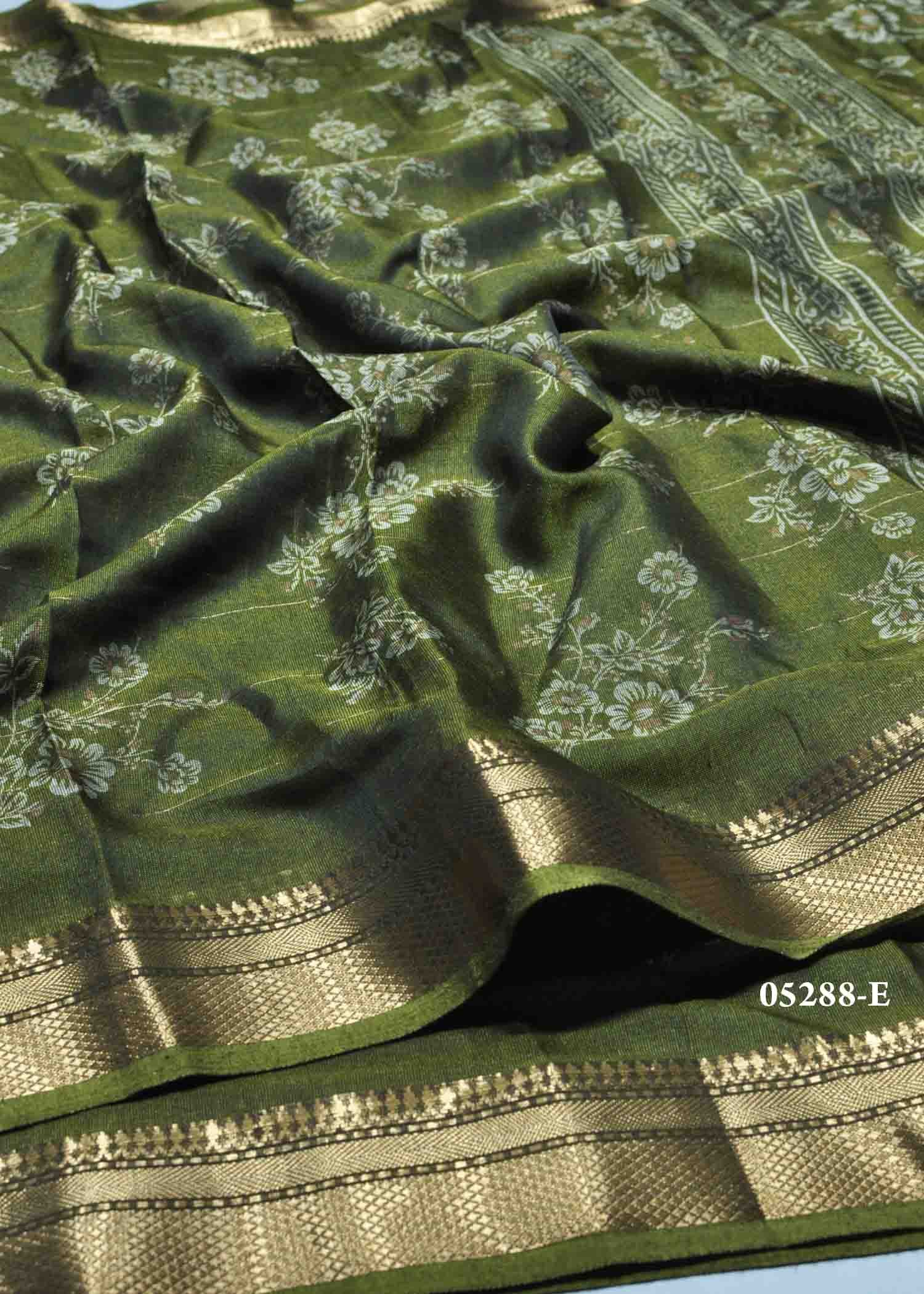 Iniya - 05288-E OliveGreen Color Trendy Fancy Cotton Saree CM1398796 (RR2C)