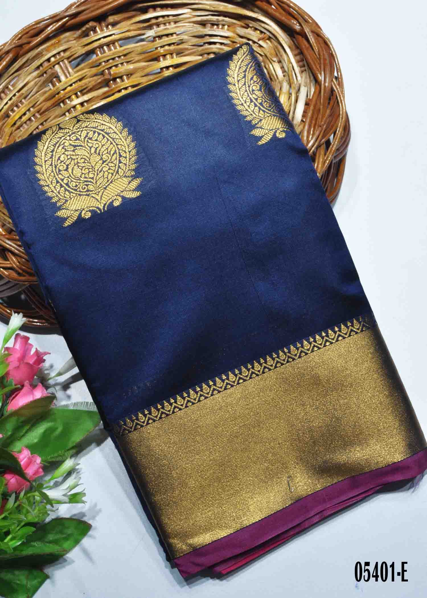 Yazhini - 05401-E NavyBlue Color Traditional Raw Silk Saree CM1391562 (LR2B)