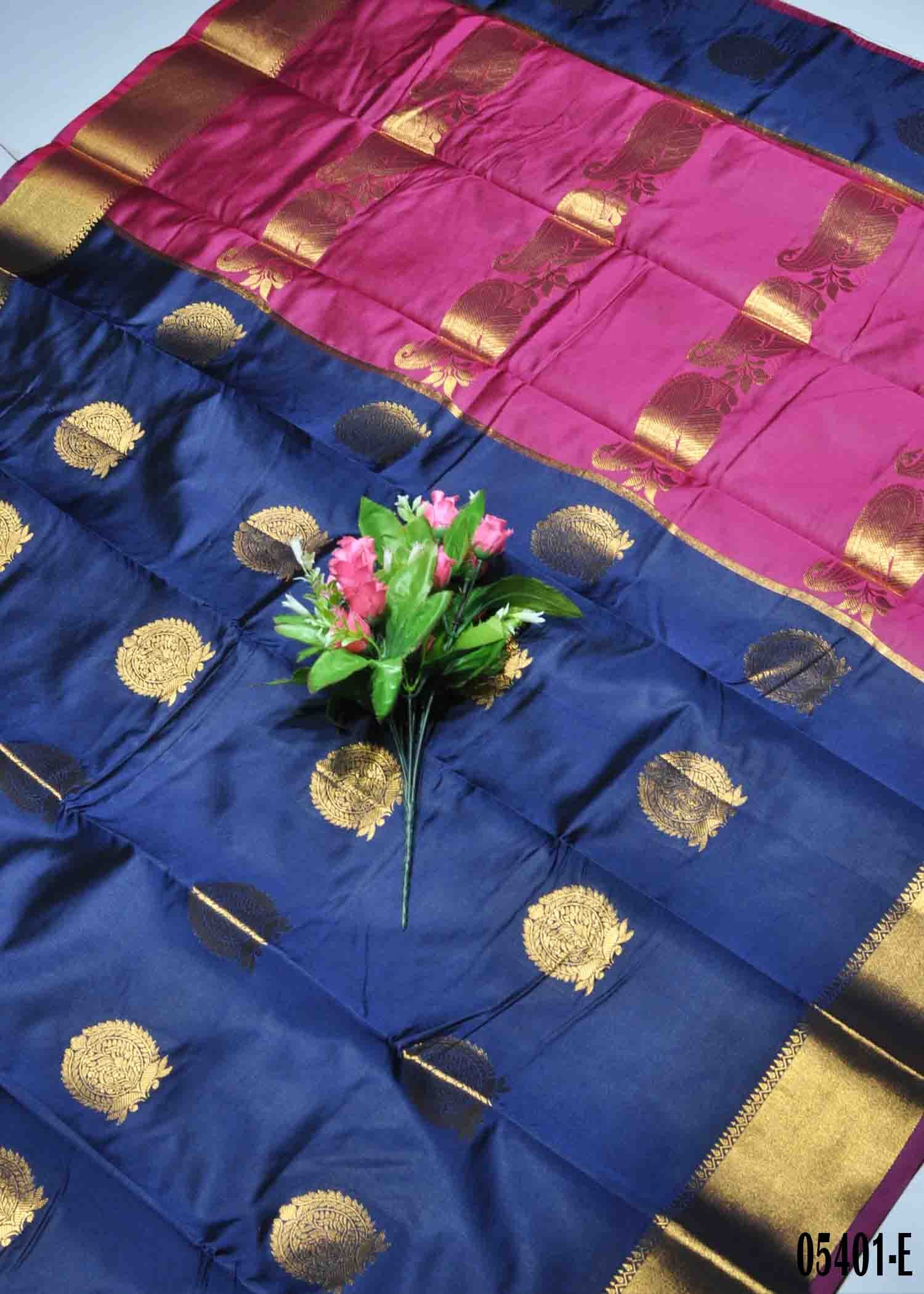 Yazhini - 05401-E NavyBlue Color Traditional Raw Silk Saree CM1391562 (LR2B)