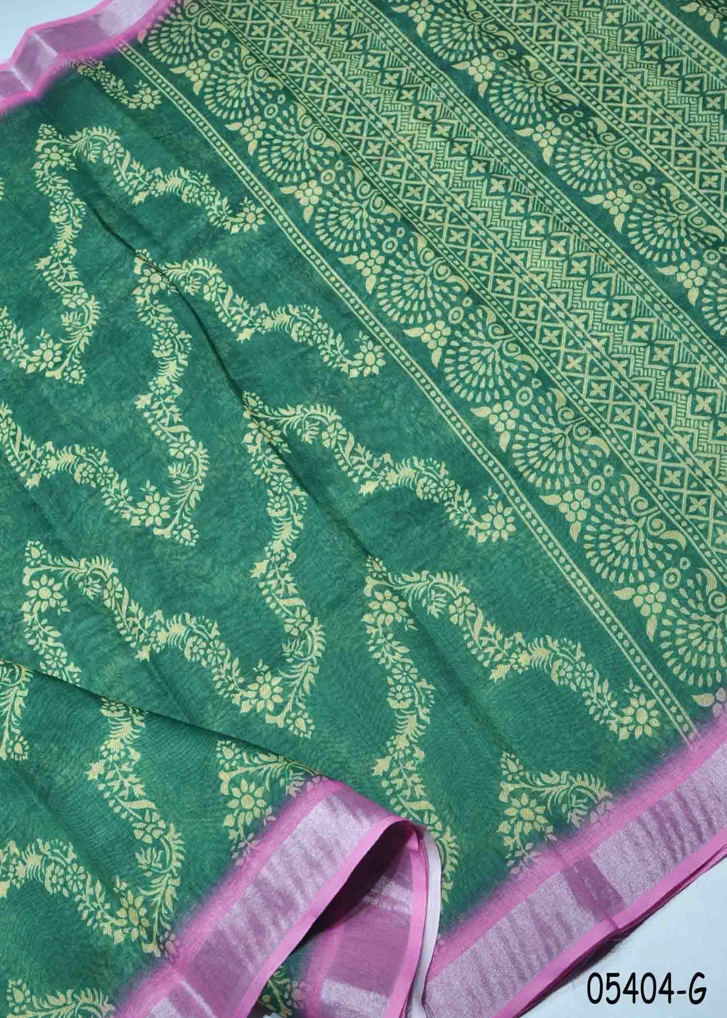 Selvia - 05404-G Green Color Trendy Fancy Cotton Saree CM1398652 (LR3B)