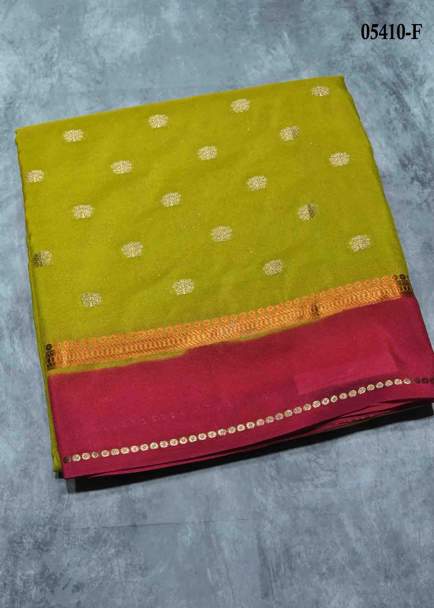 Madhubala - 05410-F ParrotGreen Color Mysore Crepe Silk Saree CM1408505 (LR4B)