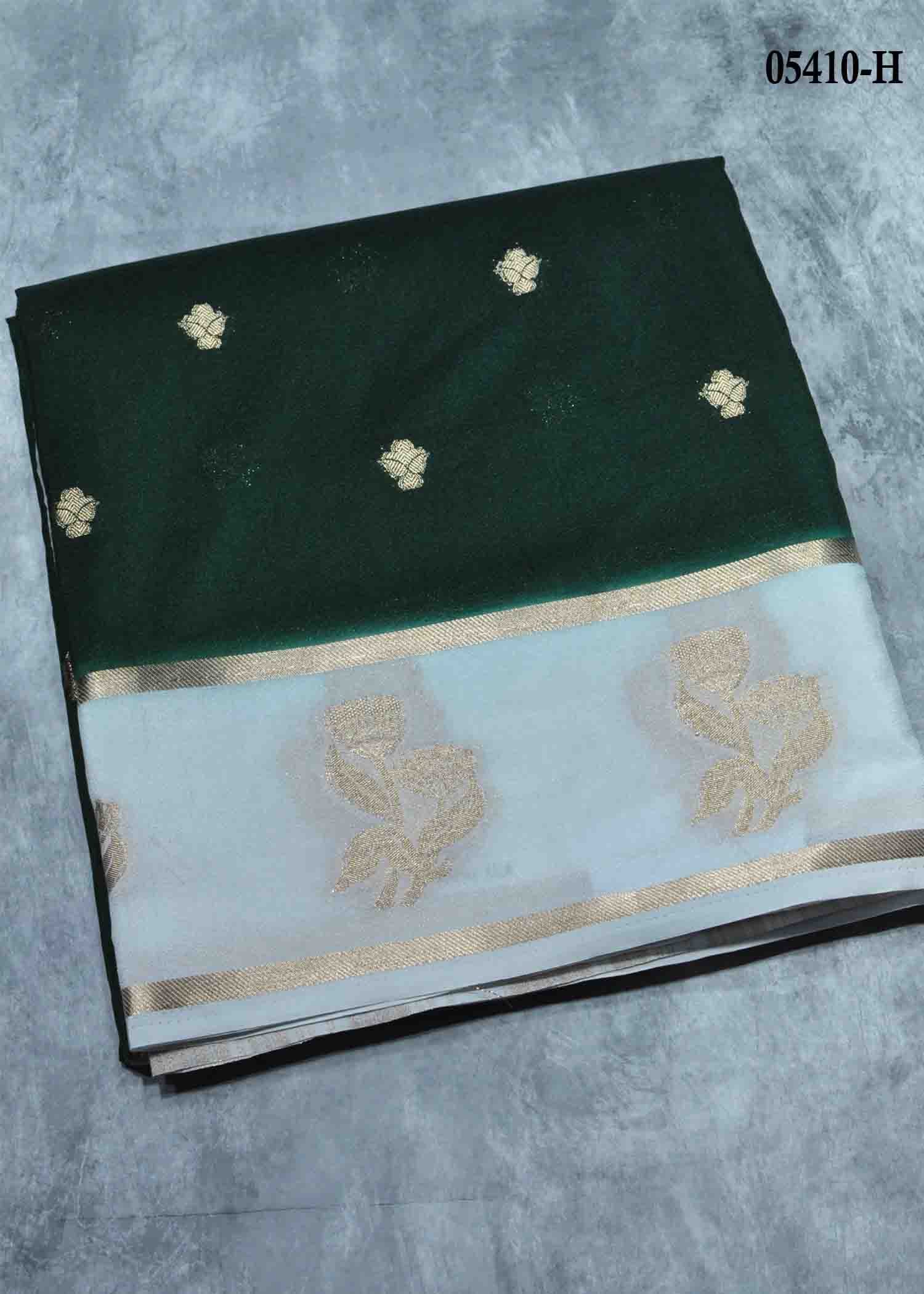 Madhubala - 05410-H EmeraldGreen Color Mysore Crepe Silk Saree CM1408505 (LR4B)