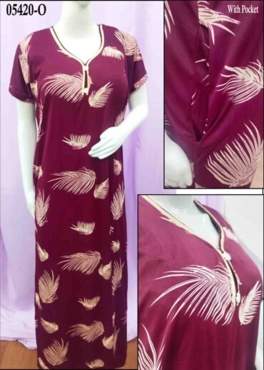 Jyothi - 05420-O DarkMaroon Color Spun Silk Stylish all day long with this premium women's nighty CM1388796