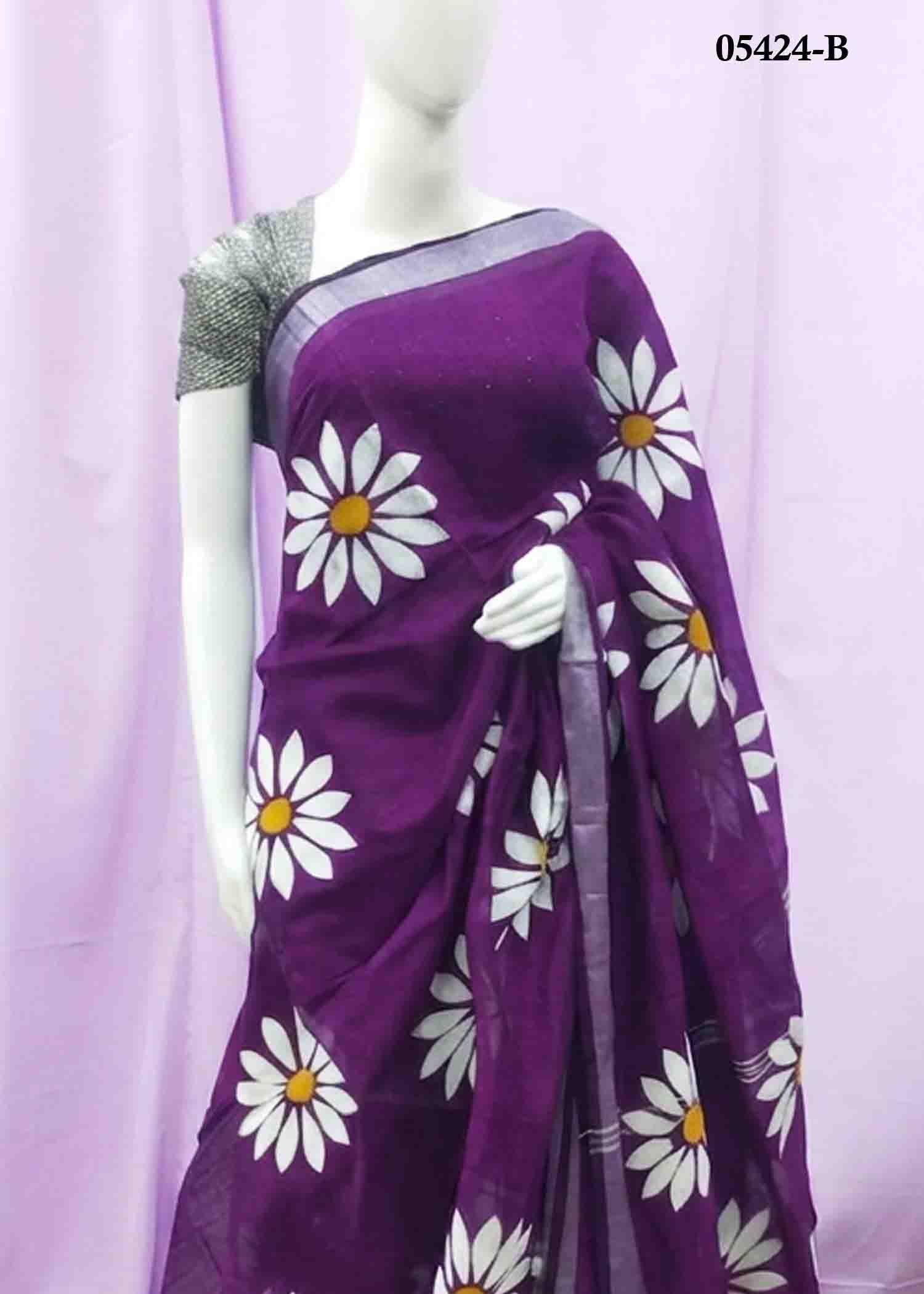 Sunflower - 05424-B Magenta Color Handloom Cotton Saree CM1404487
