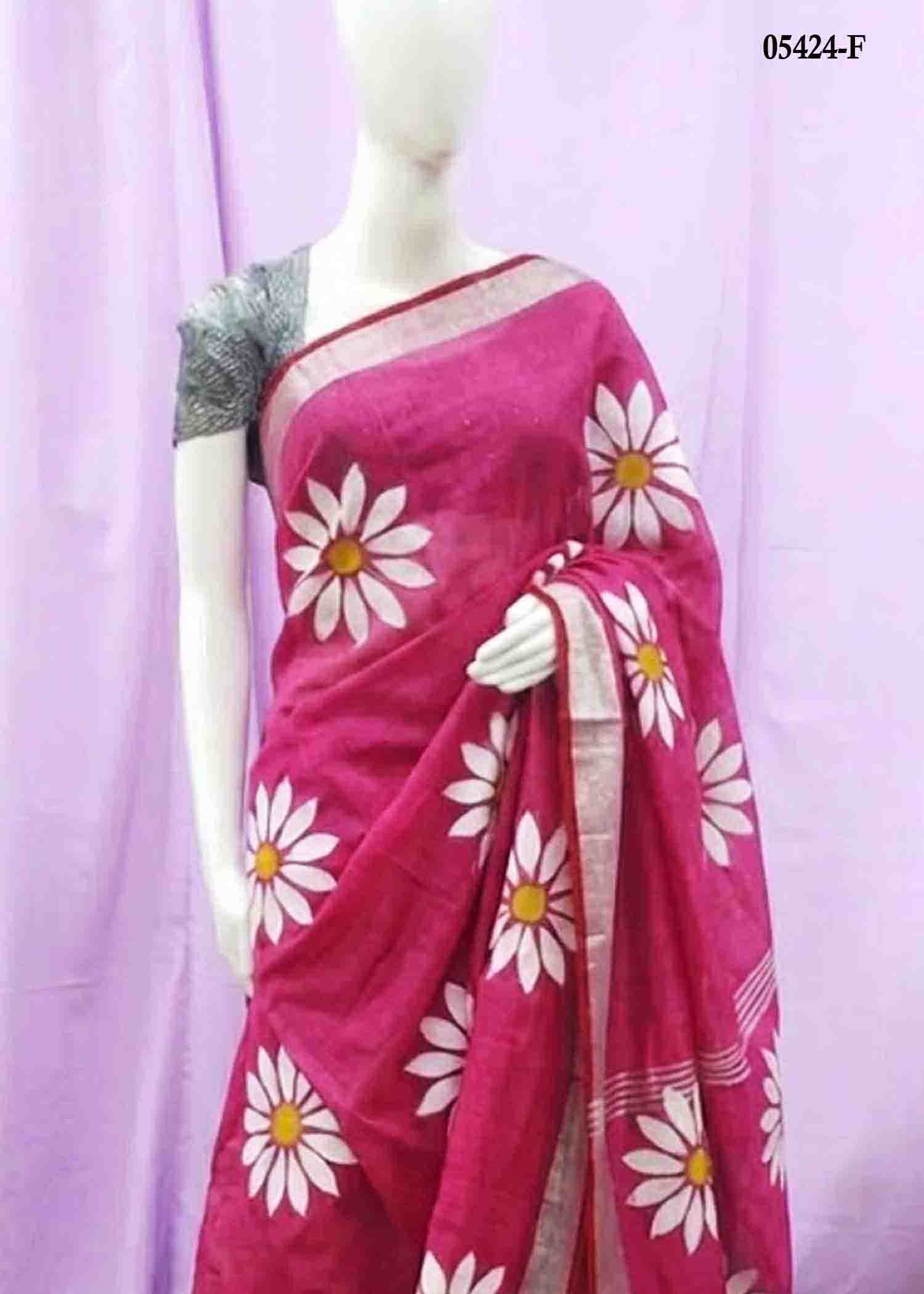 Sunflower - 05424-F Pink Color Handloom Cotton Saree CM1404487