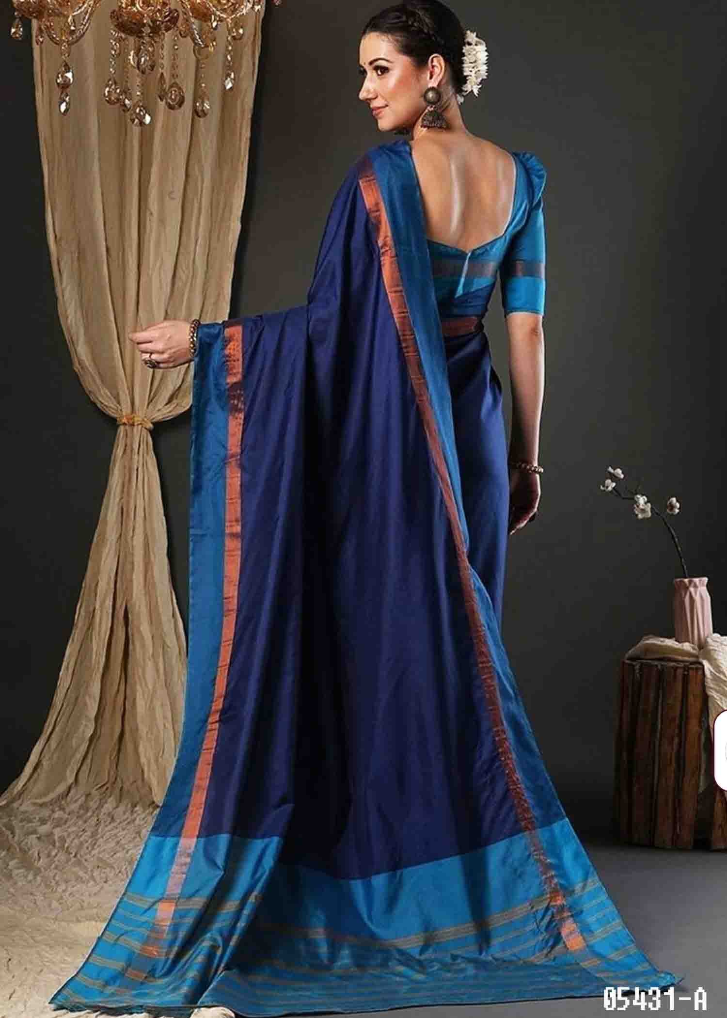 Sonpari - 05431-A NavyBlue Color Aura Silk Saree CM1371179