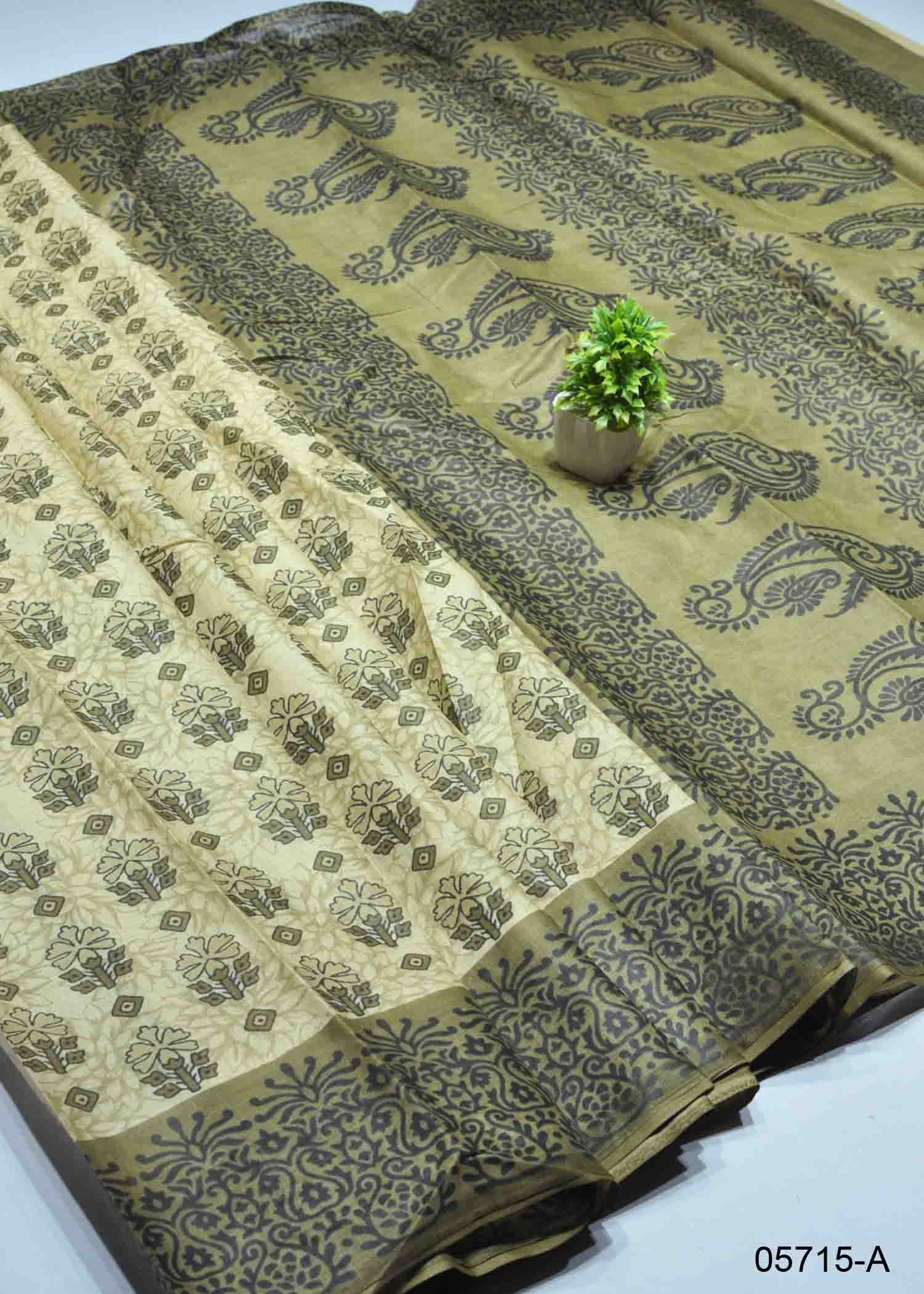 Adithi - 05715-A MehandhiGreen Color Summer Special Pure Cotton Saree CM1395809