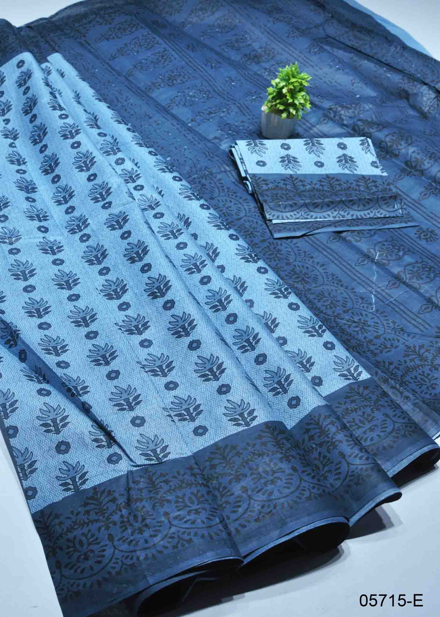 Adithi - 05715-E SteelBlue Color Summer Special Pure Cotton Saree CM1395809