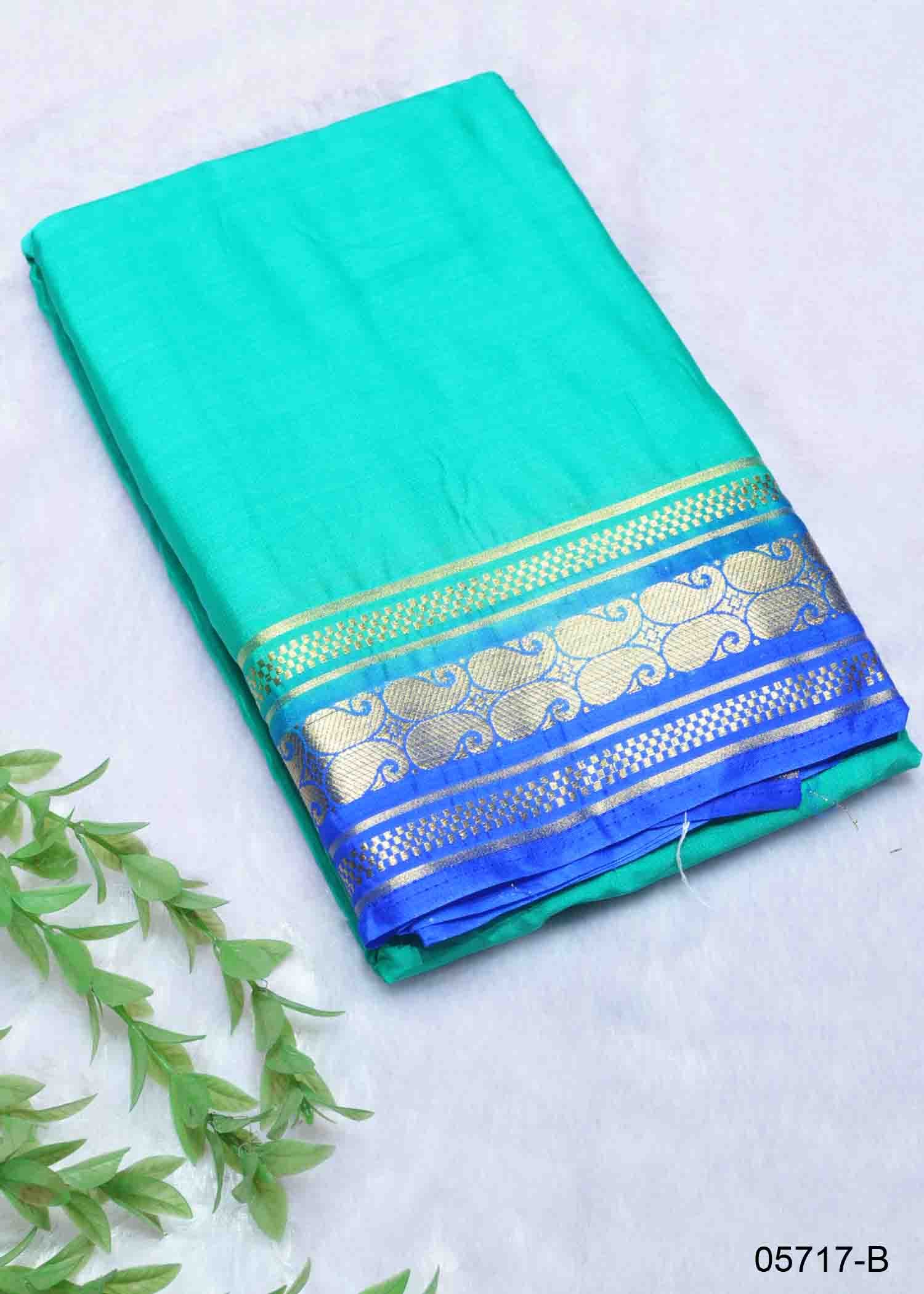 Lavanya - 05717-B Cyan Color Mysore Crepe Silk Saree CM1405110 (RR5B)