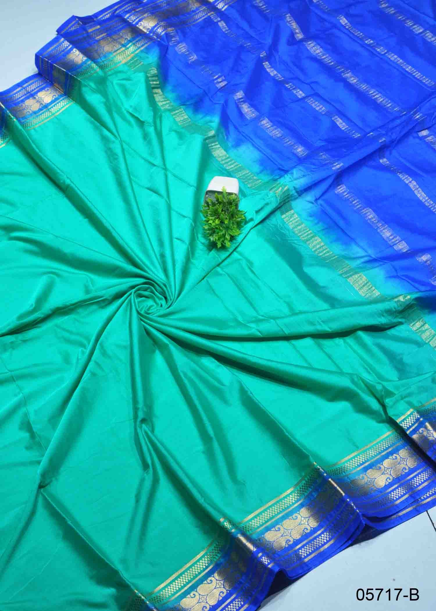 Lavanya - 05717-B Cyan Color Mysore Crepe Silk Saree CM1405110 (RR5B)