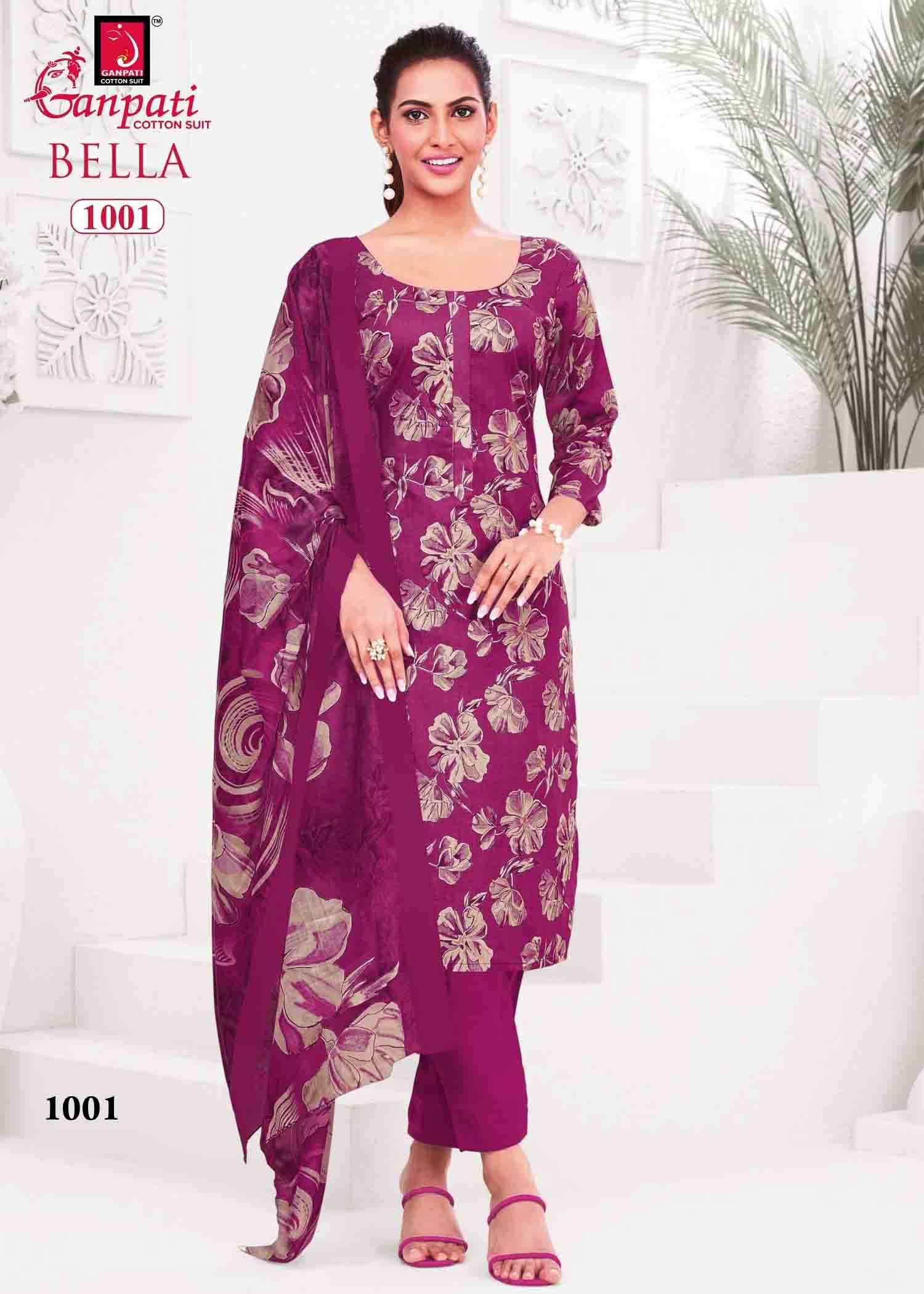Ganpati Bella Vol-10 - 1001 Purple Color Cotton Salwar Material CM1417646 (RR6E)