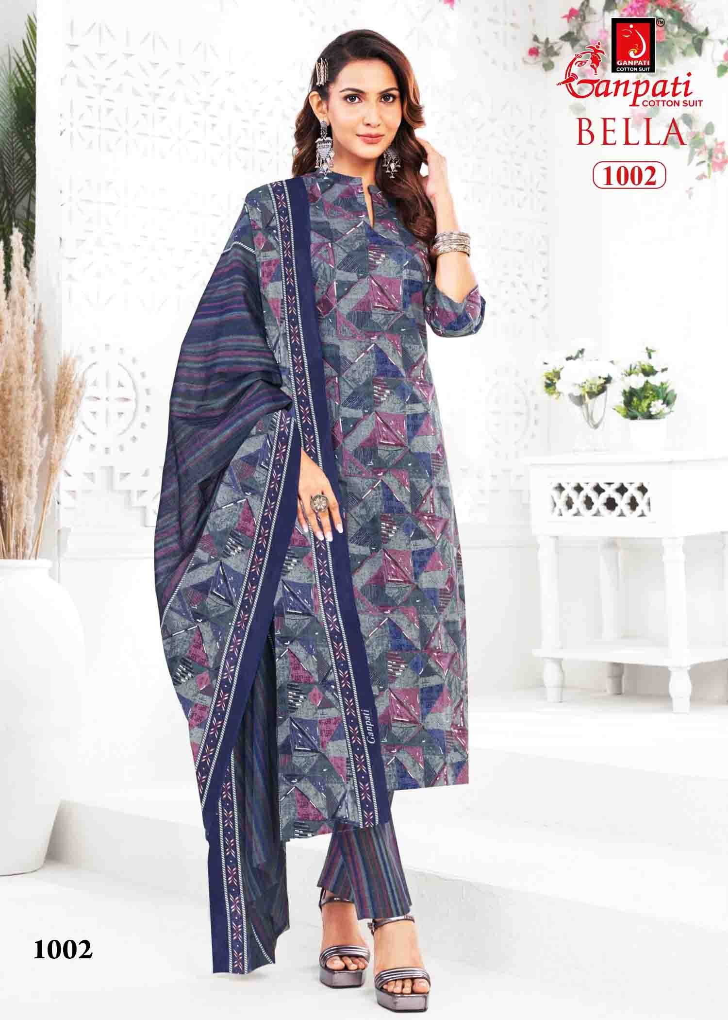 Ganpati Bella Vol-10 - 1002 Grey Color Cotton Salwar Material CM1417646 (RR6E)