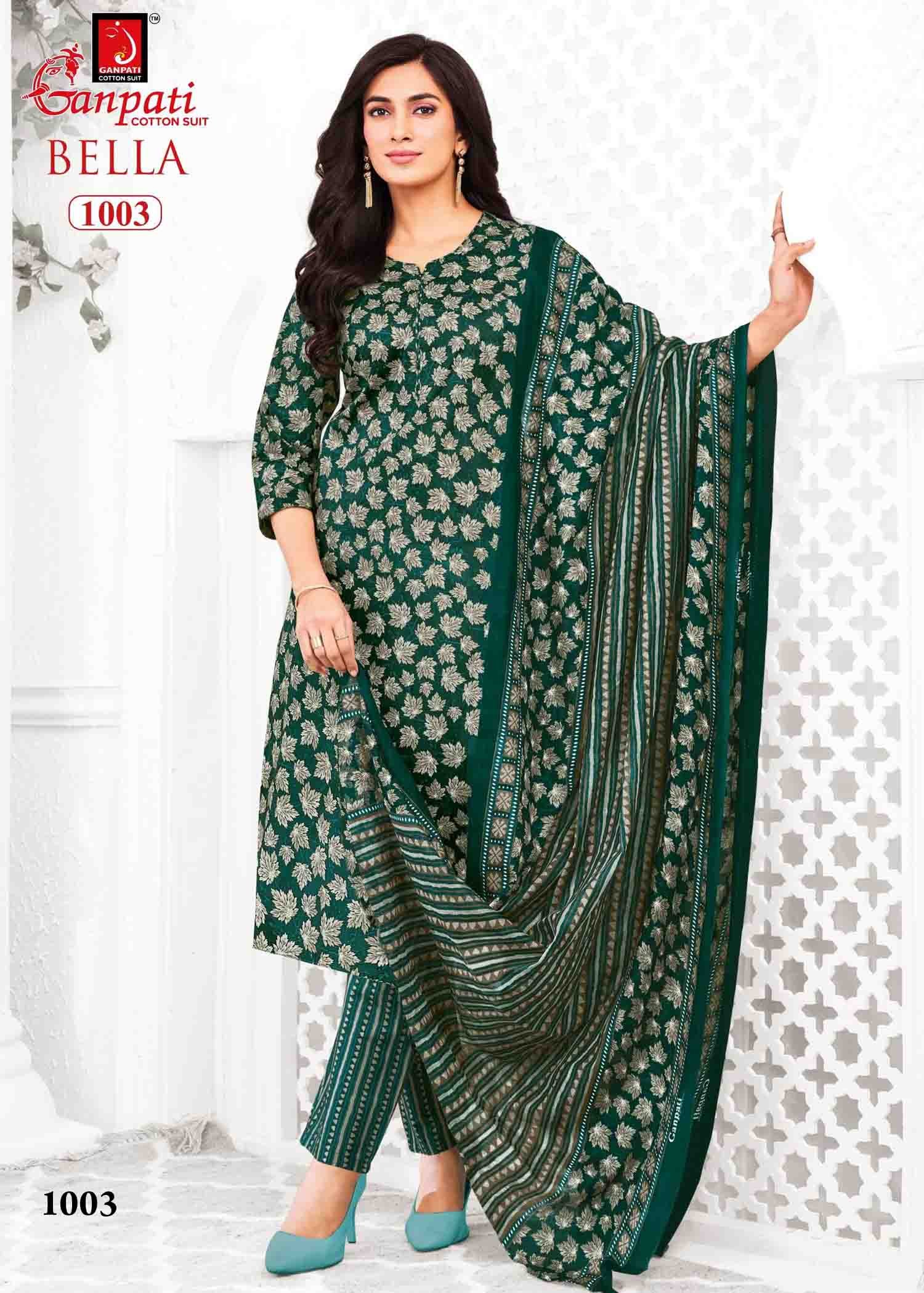 Ganpati Bella Vol-10 - 1003 DarkGreen Color Cotton Salwar Material CM1417646 (RR6E)