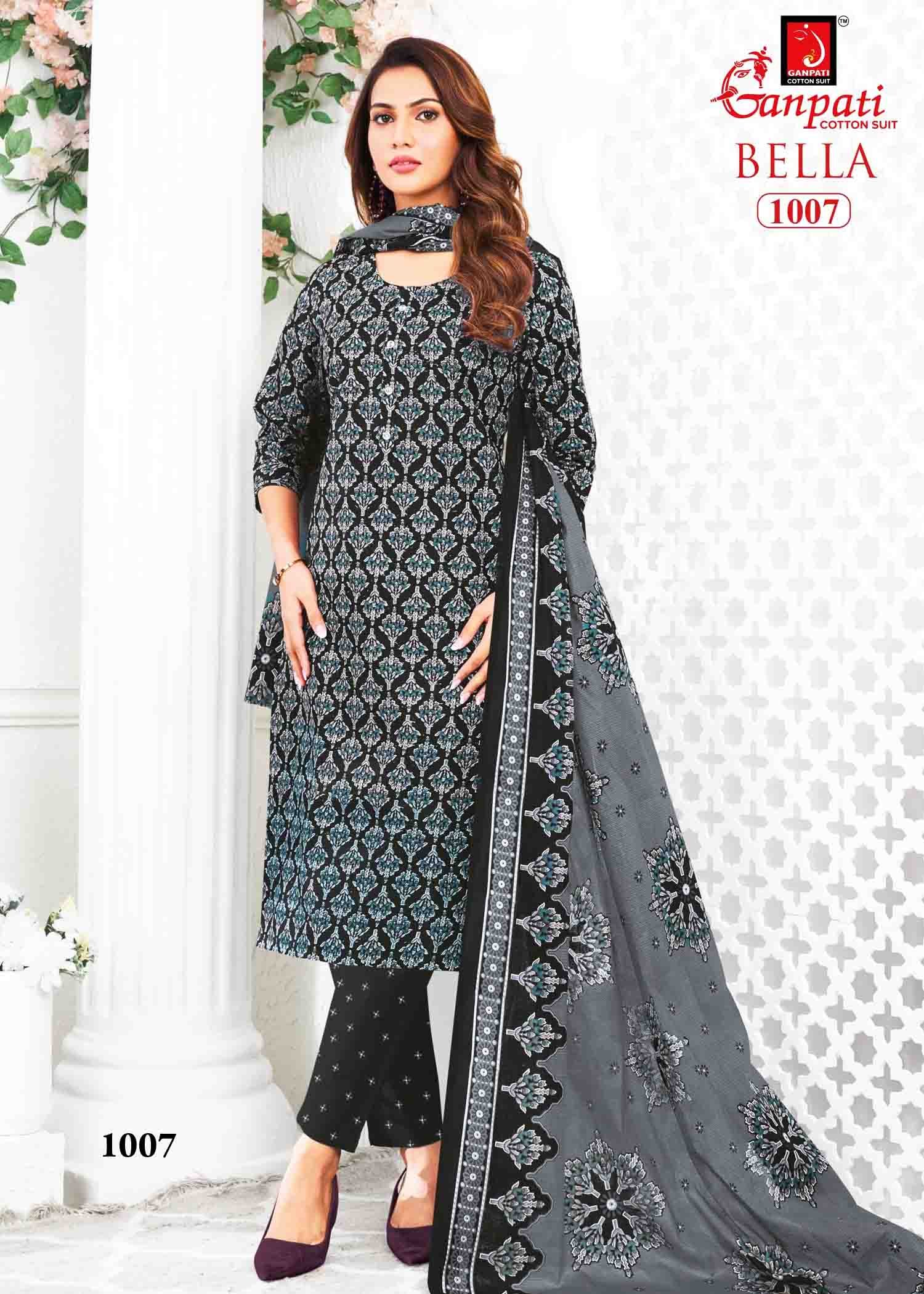 Ganpati Bella Vol-10 - 1007 Black Color Cotton Salwar Material CM1417646 (RR6E)