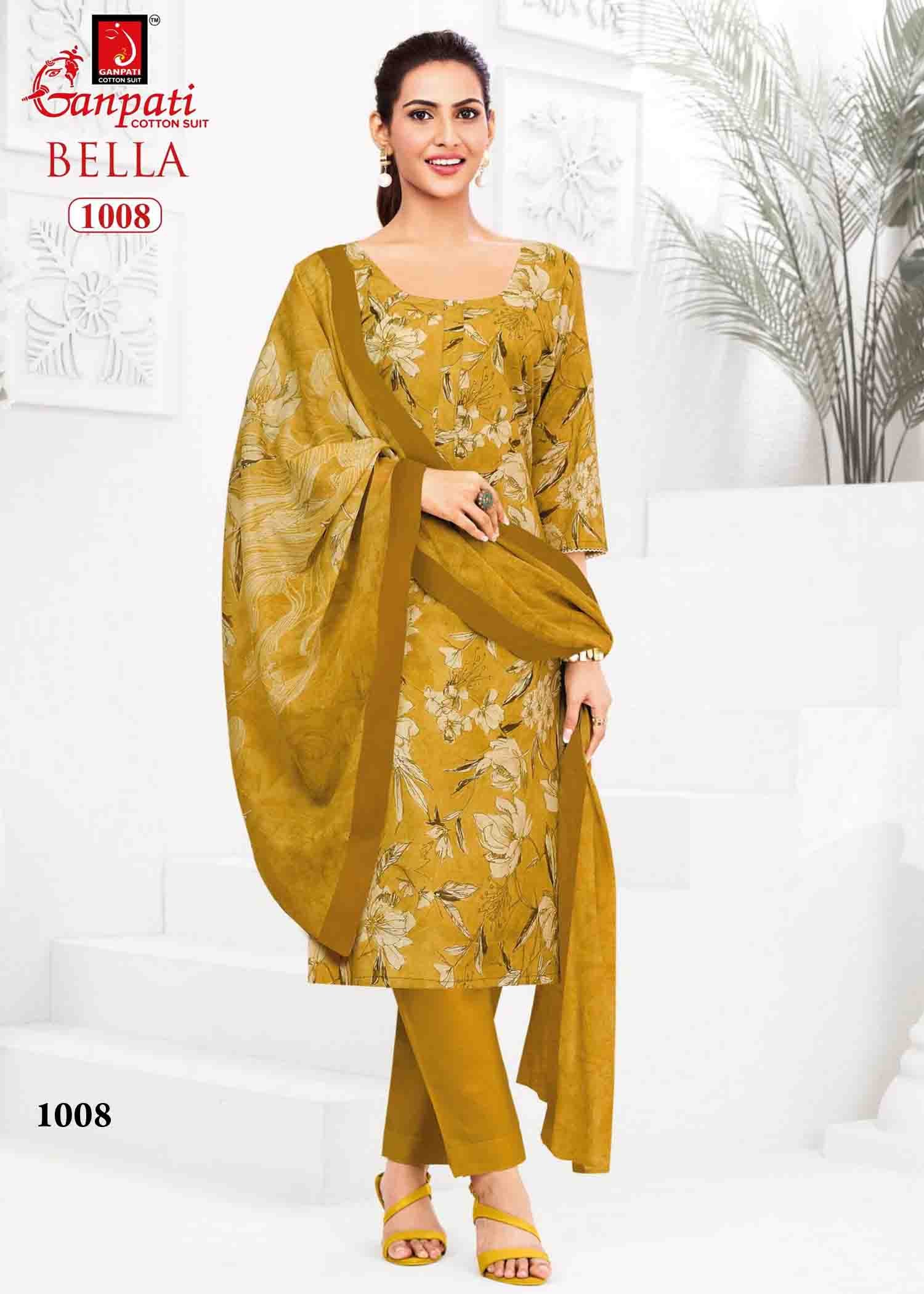 Ganpati Bella Vol-10 - 1008 Mustard Color Cotton Salwar Material CM1417646 (RR6E)