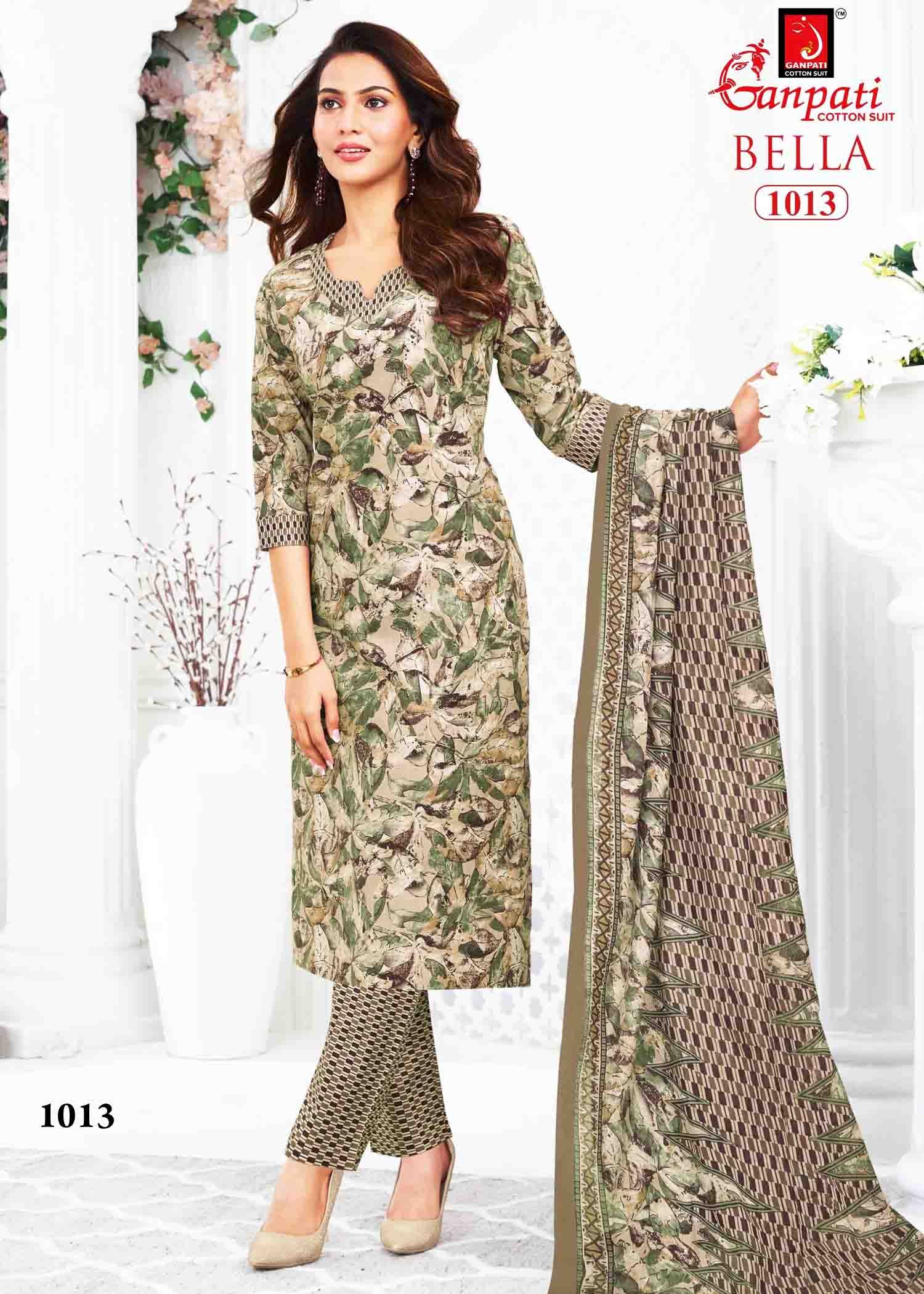 Ganpati Bella Vol-10 - 1013 Green Color Cotton Salwar Material CM1417646 (RR6E)