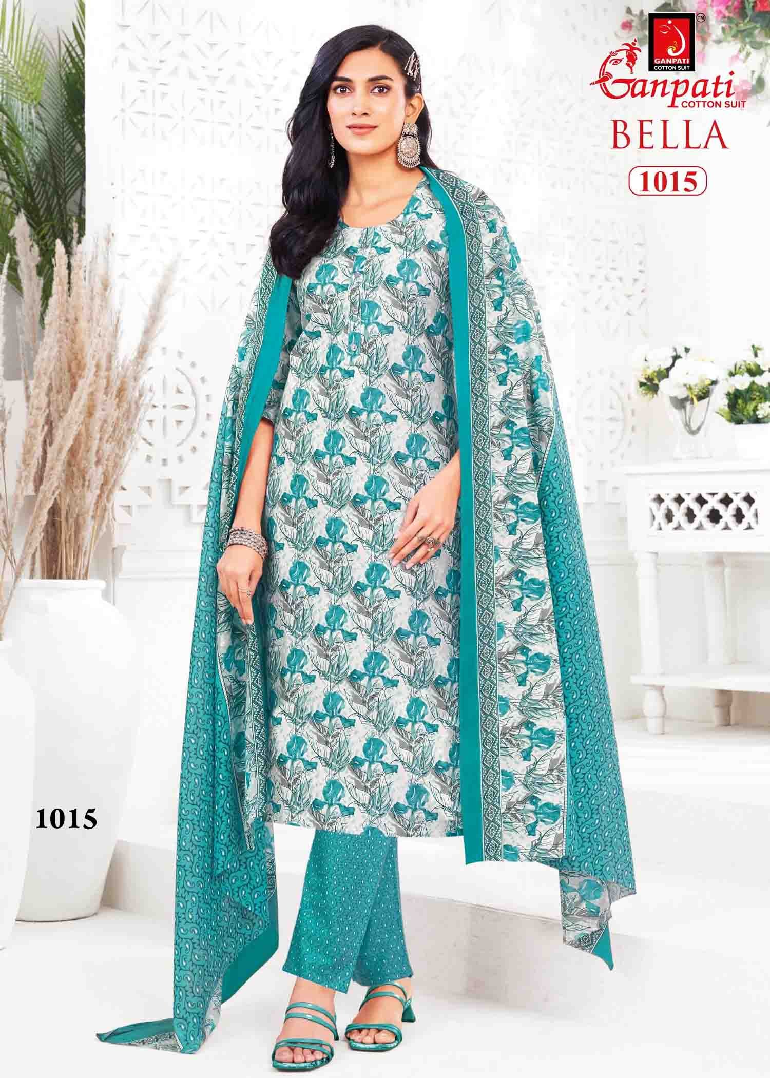 Ganpati Bella Vol-10 - 1015 Cyan Color Cotton Salwar Material CM1417646 (RR6E)