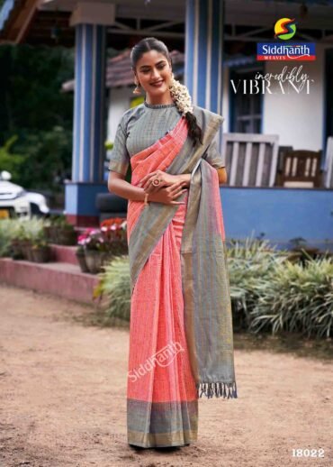 Siddhanth Silk  - 18022  SalmonPink Color Stylish Trendy Fancy Cotton Saree CM1413293 (RR3E)