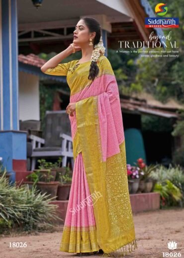 Siddhanth Silk  - 18026  BabyPink Color Stylish Trendy Fancy Cotton Saree CM1413293 (RR3E)
