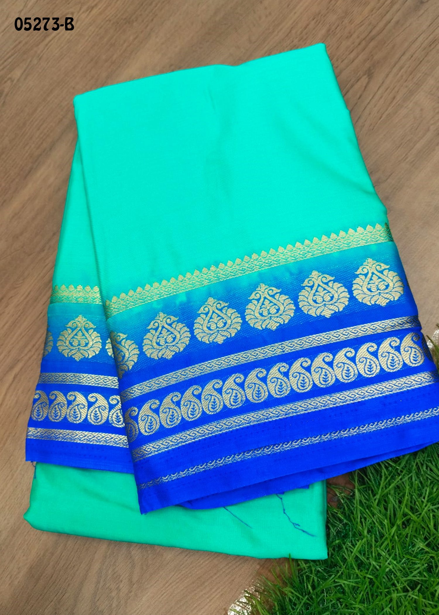 Vaashini - 05273-B Cyan Color Mysore Crepe Silk Saree CM1405110 (RR3E)