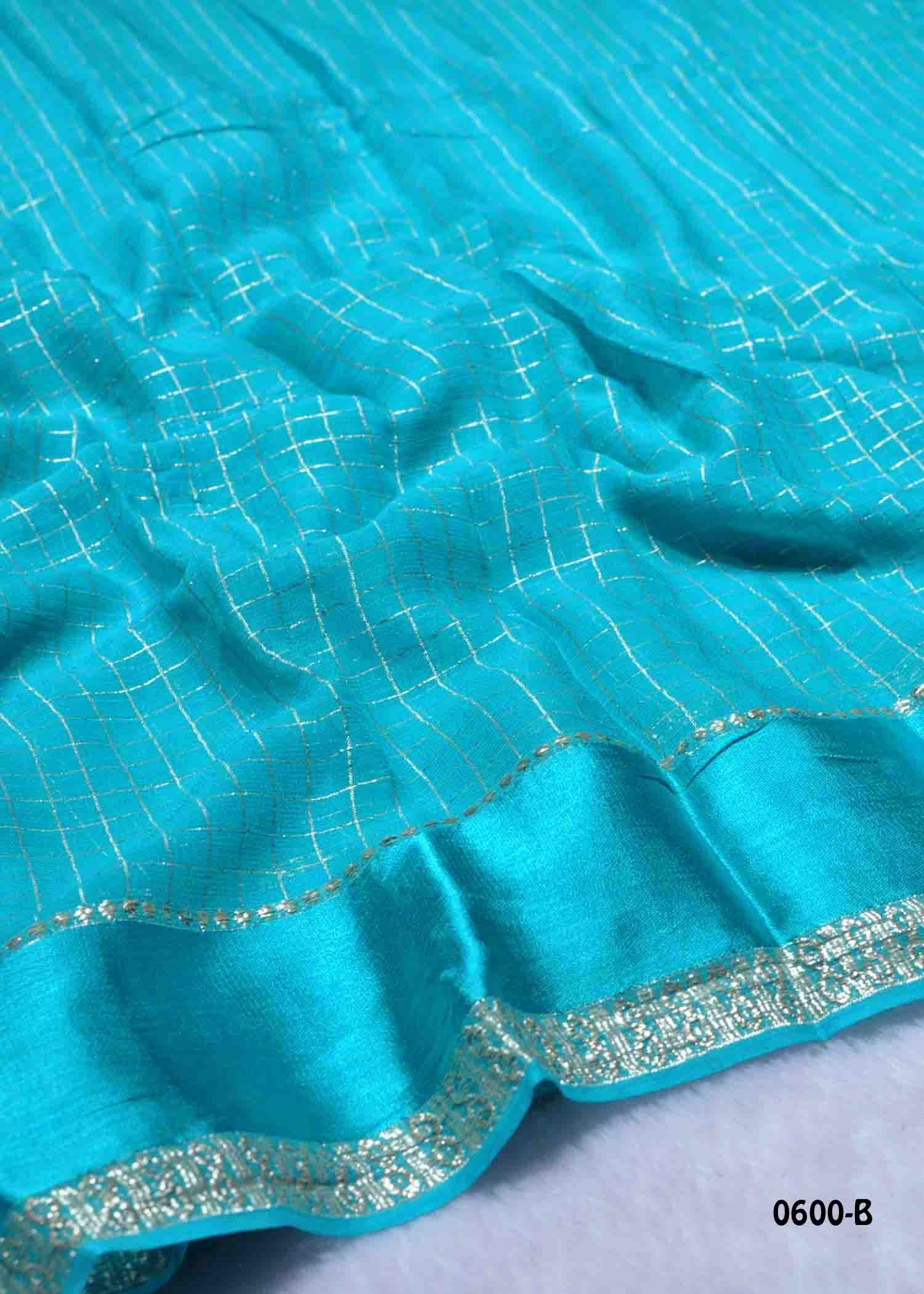 Rashmika - 0600-B Cyan Color Excellent Viscose Georgette Saree CM1427520