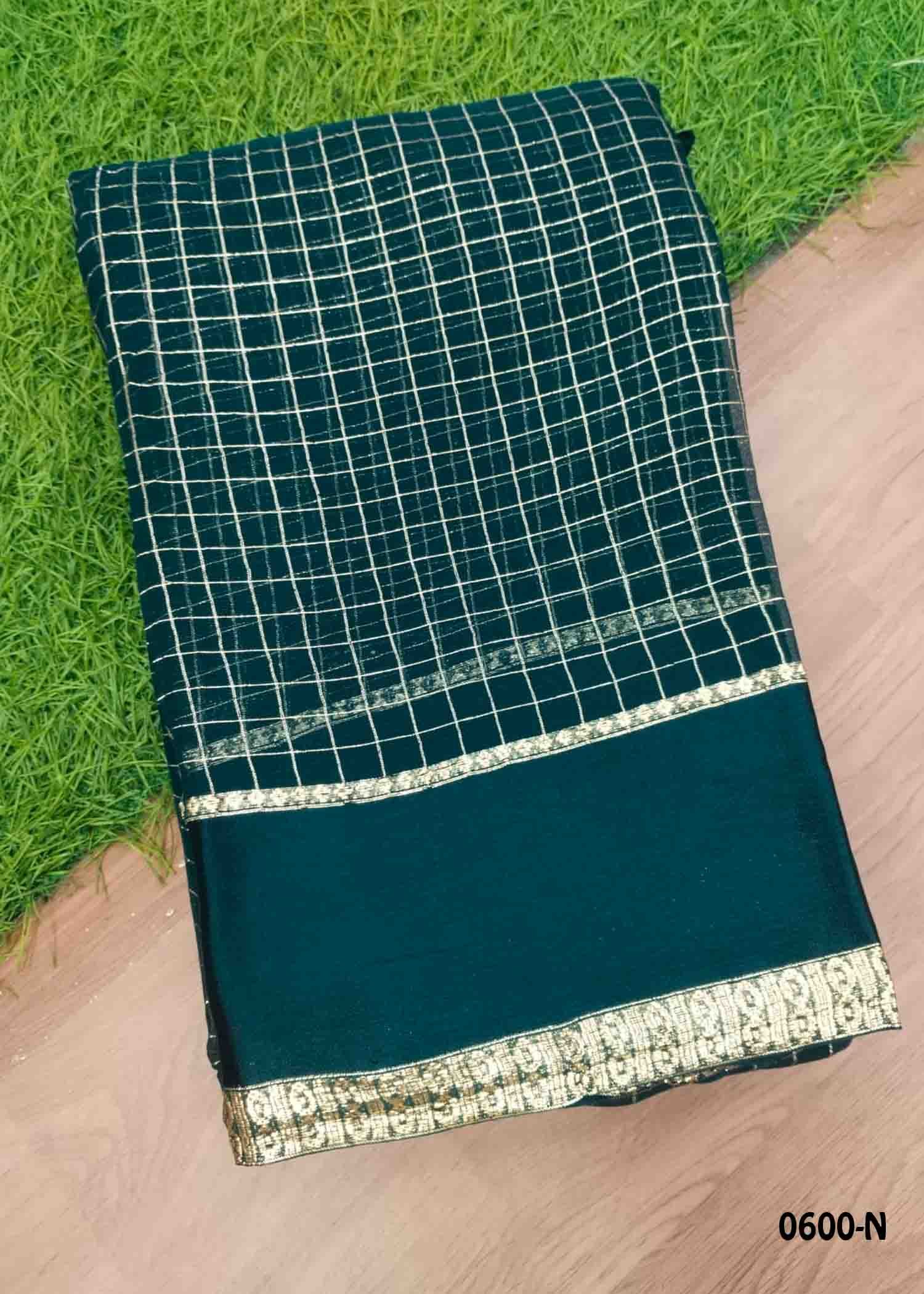 Rashmika - 0600-N DarkPeacockGreen Color Excellent Viscose Georgette Saree CM1430929