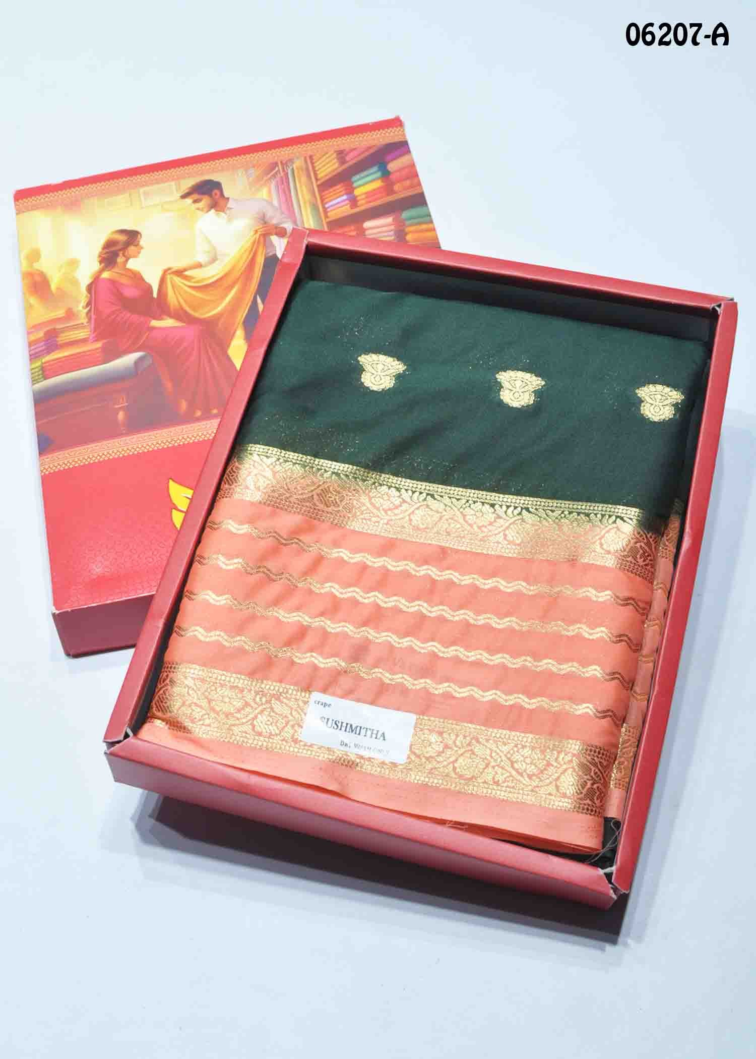 Reshma - 06207-A DarkGreen Color Traditional Crepe Silk Saree CM1408427 (LR1D)