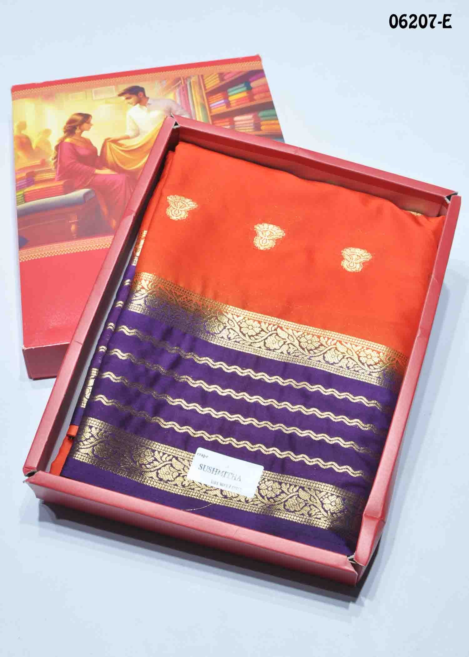 Reshma - 06207-E Orange Color Traditional Crepe Silk Saree CM1408427 (LR1D)