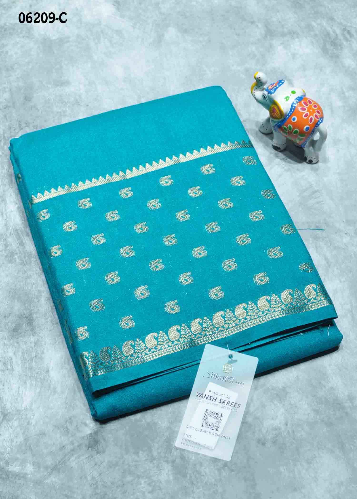 Rithika - 06209-C CyanBlue Color Traditional Mysore Crepe Silk Saree CM1417671 (LR1E)