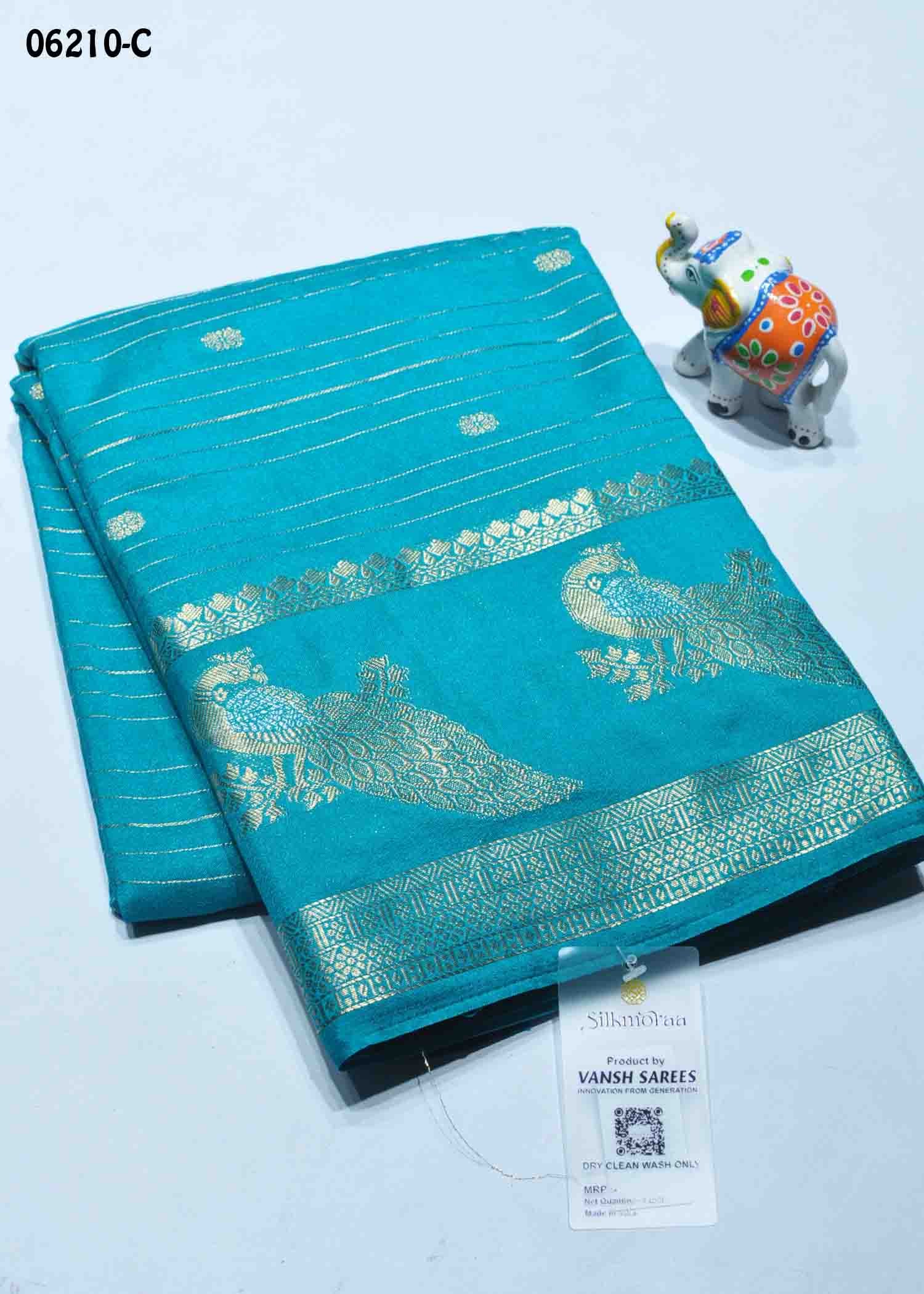 Aazhiya - 06210-C CyanBlue Color Traditional Mysore Crepe Silk Saree CM1417670 (LR1E)