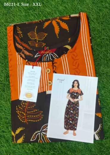 Rashmika -06221-I  [XXL]  Brown Color (Pranjul Brand) Cotton Readymade Pocket Nighty CM1412461 (LR5D)