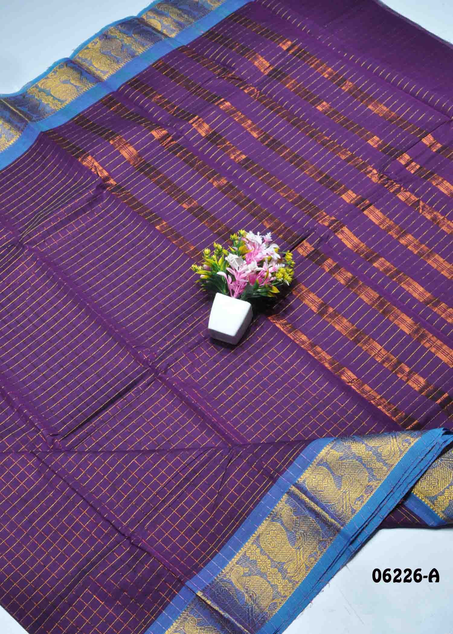Vinaya - 06226-A Purple Color Traditionla Chettinad Cotton Saree CM1420118 (LR2D)