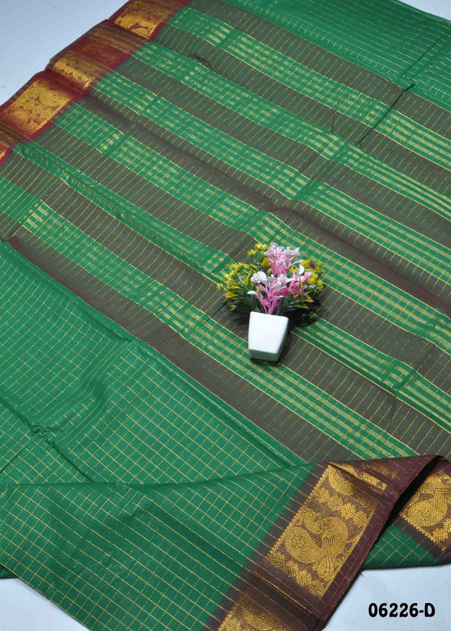 Vinaya - 06226-D PineGreen Color Traditionla Chettinad Cotton Saree CM1420118 (LR2D)