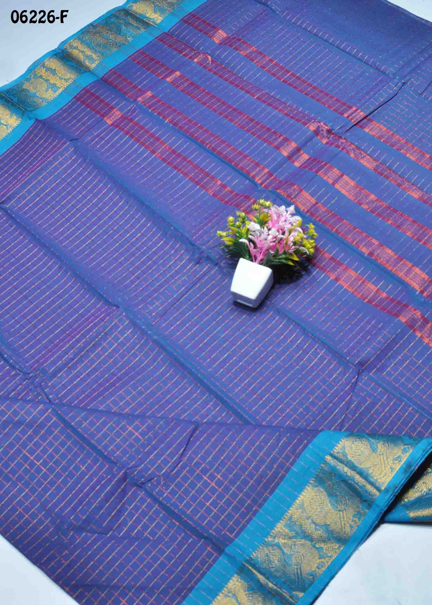 Vinaya - 06226-F InkBlue Color Traditionla Chettinad Cotton Saree CM1420118 (LR2D)