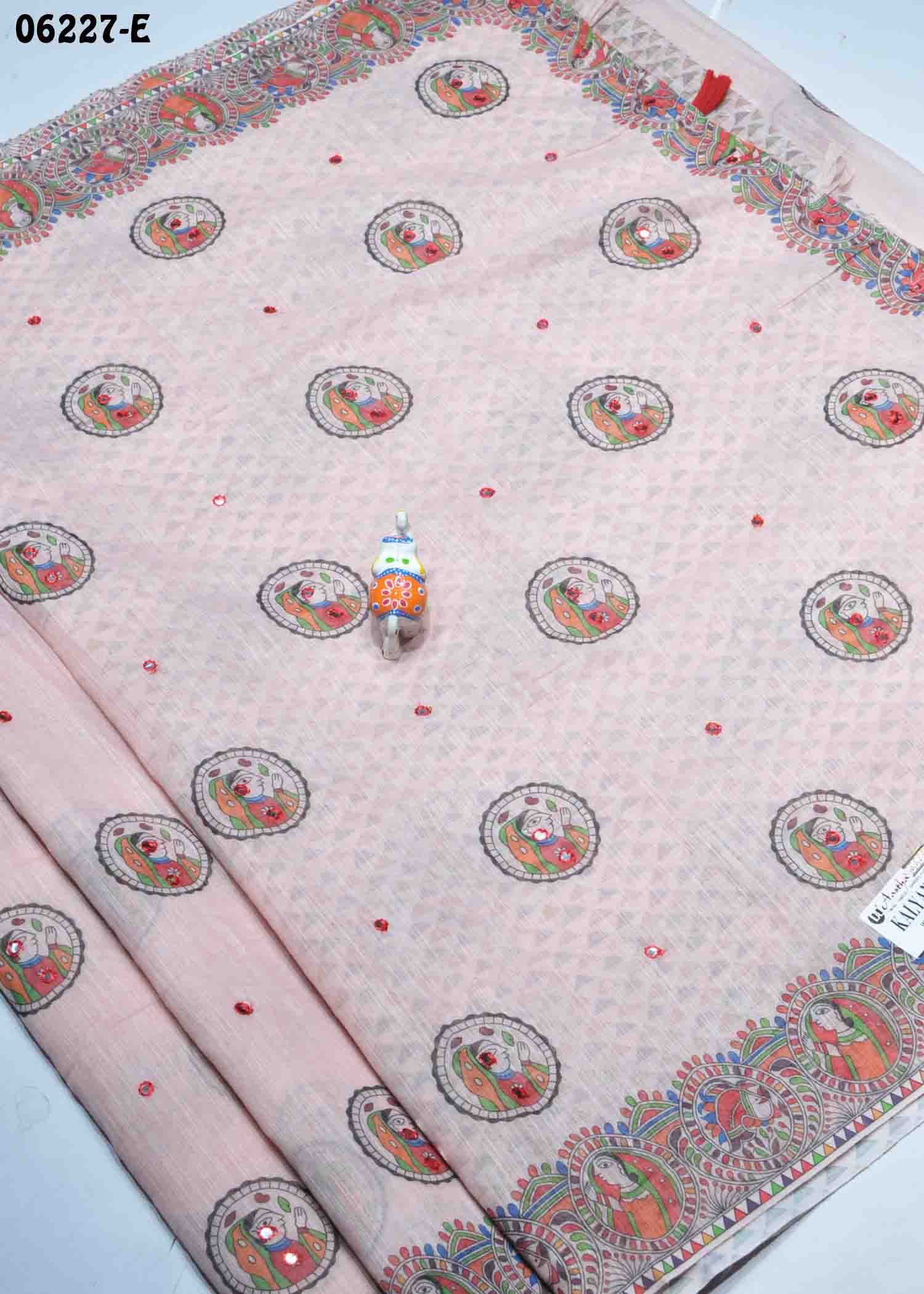 Akshaya - 06227-E Peach Color Trendy Linen Cotton Saree CM1419962 (LR3C)