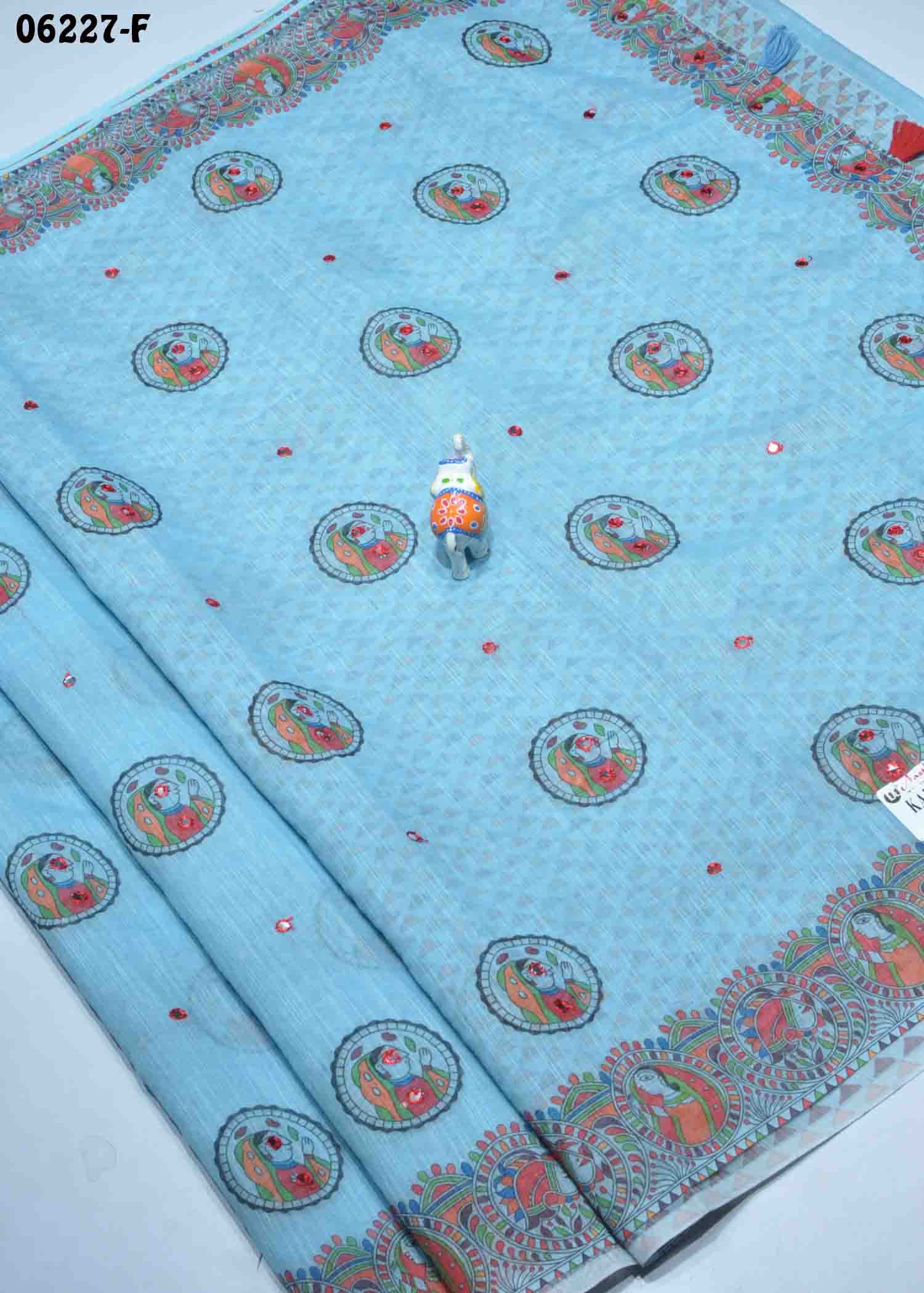 Akshaya - 06227-F SkyBlue Color Trendy Linen Cotton Saree CM1419962 (LR3C)