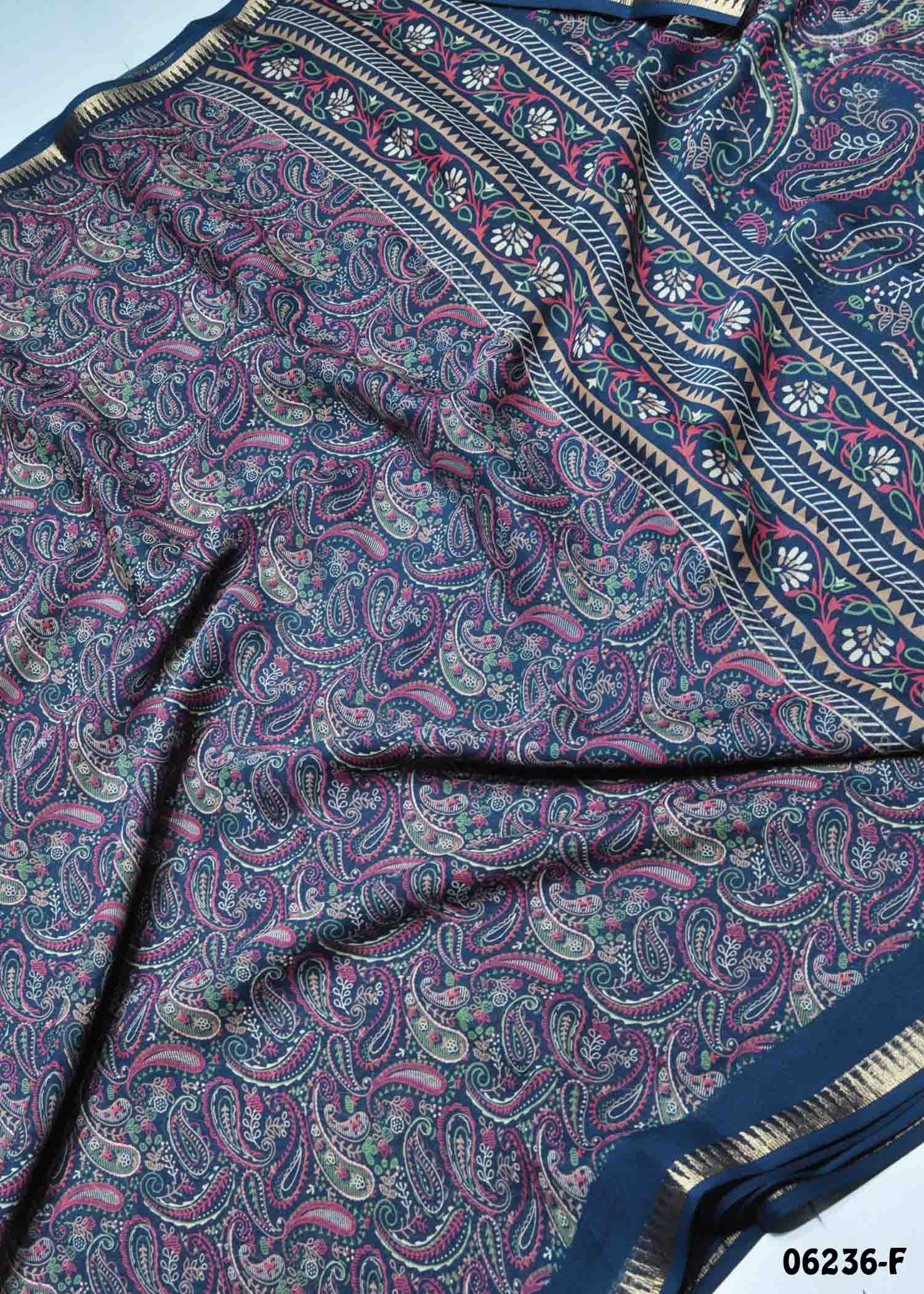 Iniya - 06236-F PeacockBlue Color Stylish Mass Melow Saree CM1411540 (LR1D)