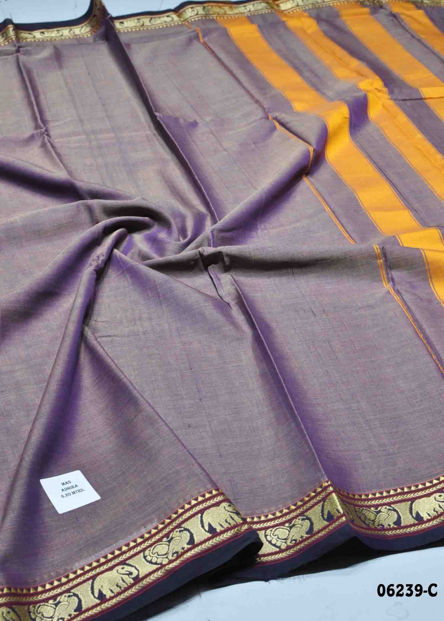 Yuvanthika - 06239-C Thistle Purple Color Chettinad Cotton Saree CM1421502 (LR3D)